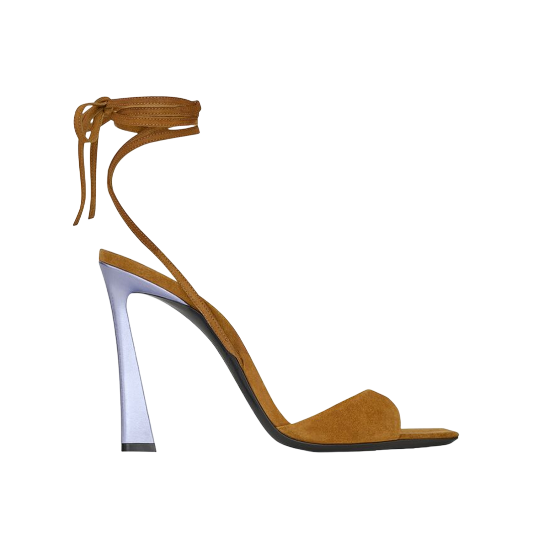 (W) 생로랑 파즈 샌들 스웨이드 앤 메탈라이즈 레더 랜드 앤 릴라((W) Saint Laurent Paz Sandals in Suede and Metallized Leather Land and Lila) - 1