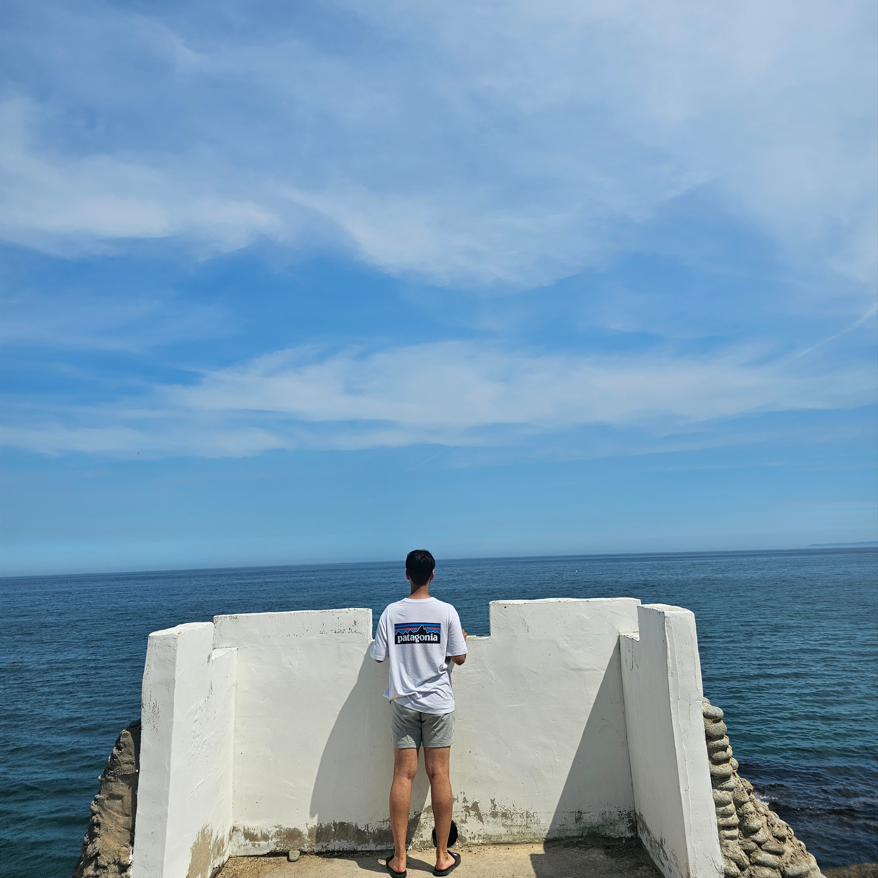 Patagonia P-6 Logo Responsibili-Tee S/S White 착용 스타일