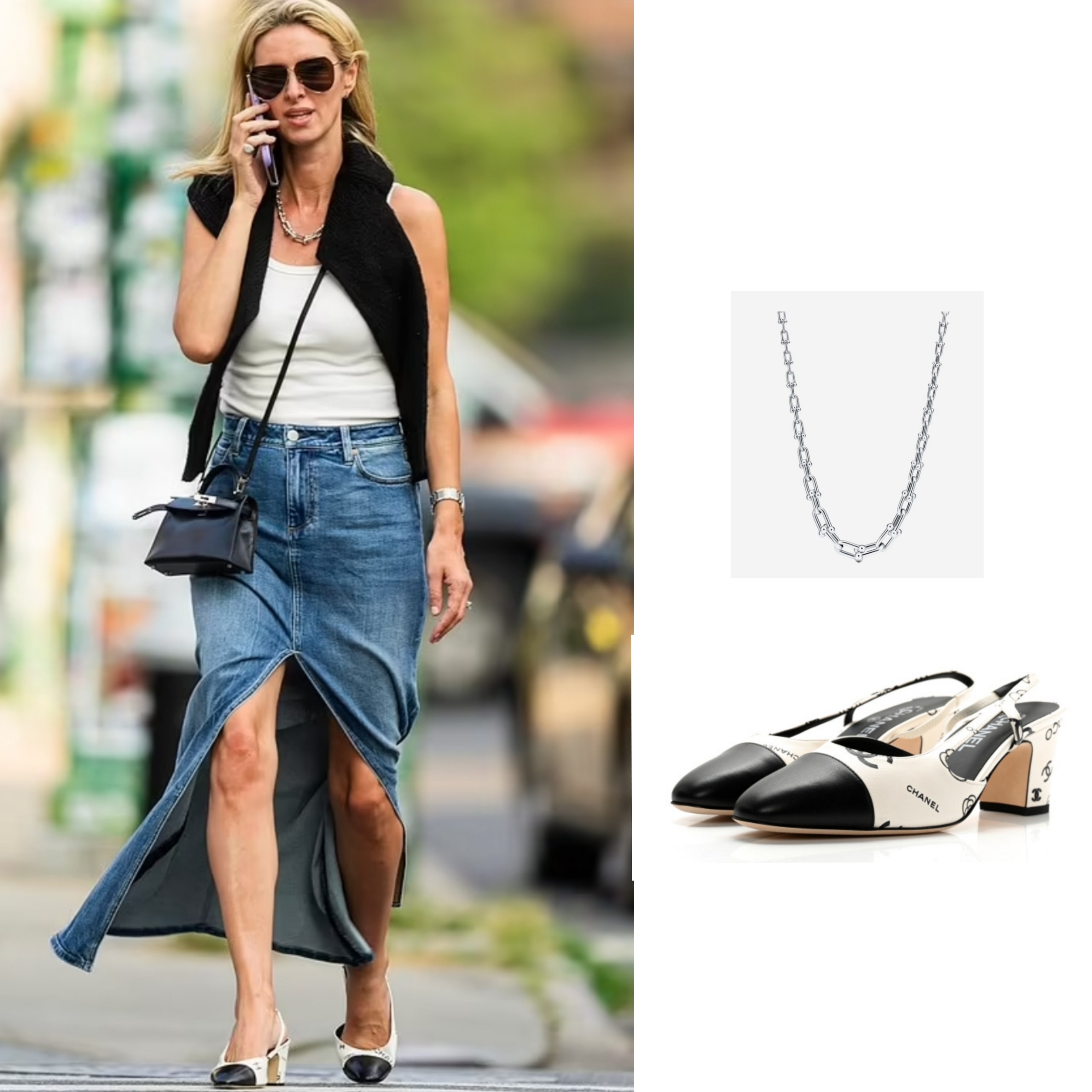 Tiffany & Co. Tiffany Hardwear Graduated Link Necklace Silver, (W) Chanel Slingbacks Printed Lambskin & White Black 착용 스타일