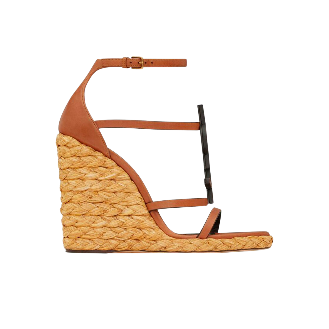 (W) 생로랑 카산드라 웻지 에스파드리유 스무스 베지터블 탠 레더 느와제트((W) Saint Laurent Cassandra Wedge Espadrilles In Smooth Vegetable-Tanned Leather Noisette) - 1