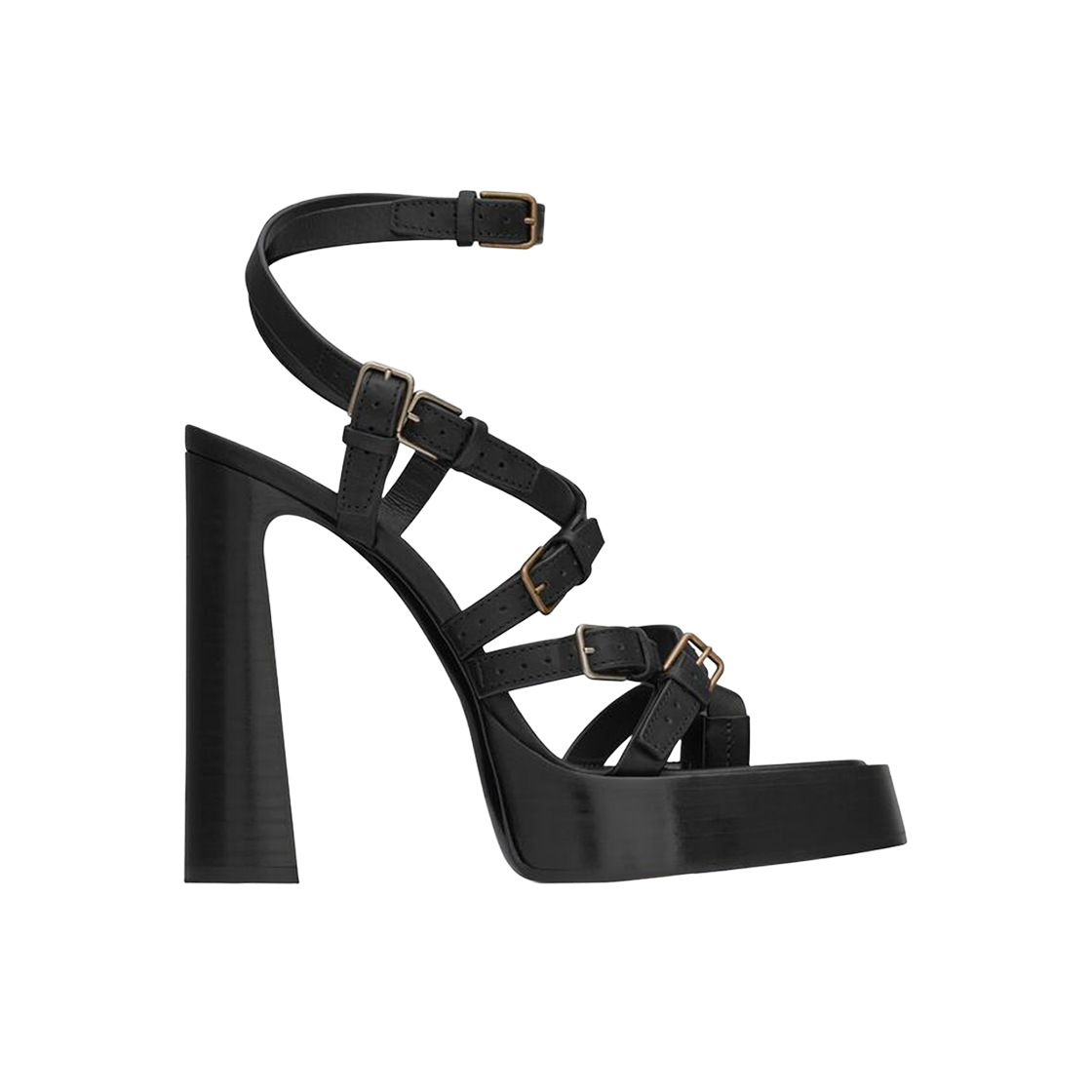 (W) 생로랑 플라츠 플랫폼 샌들 스무스 레더 블랙((W) Saint Laurent Platz Platform Sandals in Smooth Leather Black) - 1