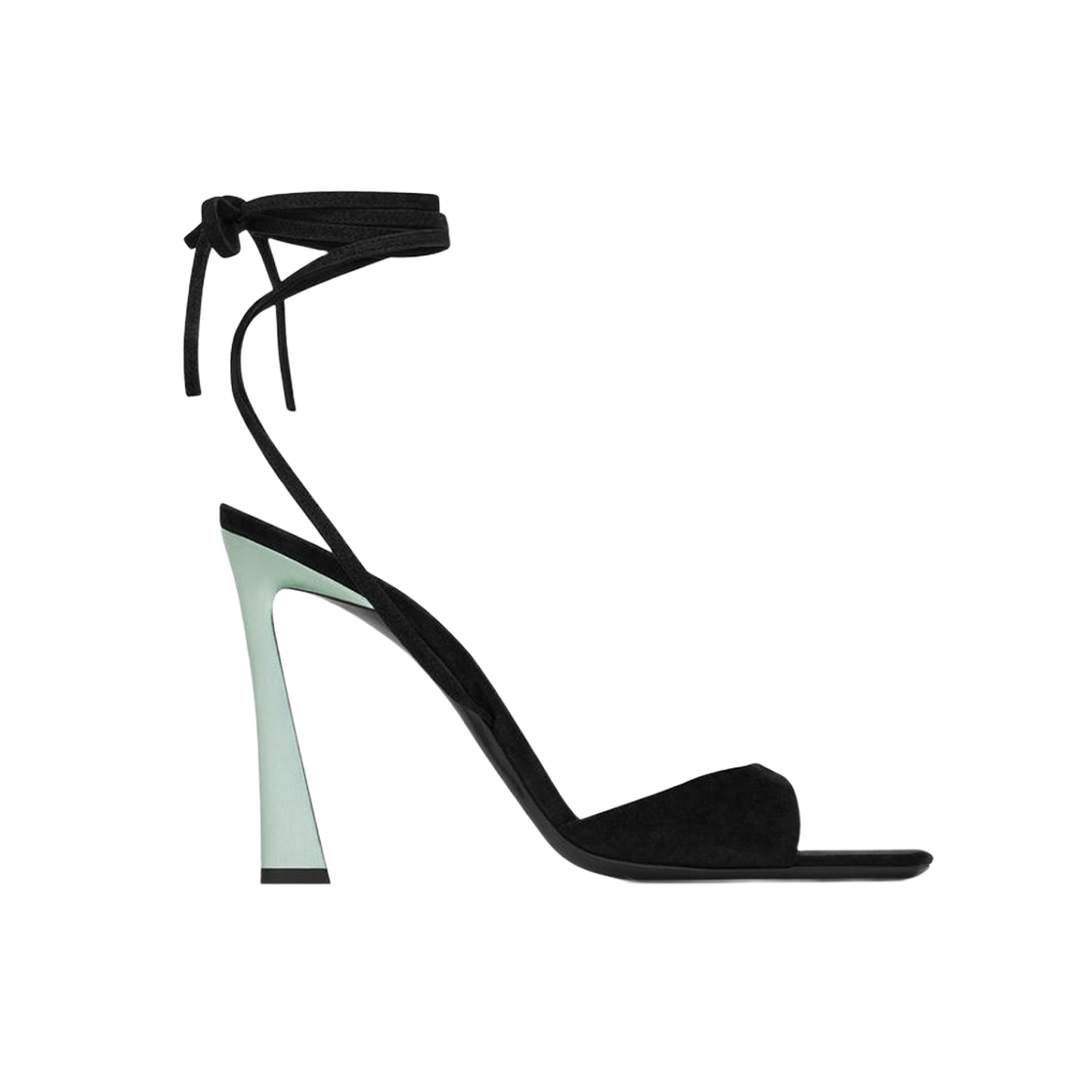(W) 생로랑 파즈 샌들 스웨이드 앤 메탈라이즈 레더 블랙 앤 호프 그린((W) Saint Laurent Paz Sandals in Suede and Metallized Leather Black and Hope Green) - 1