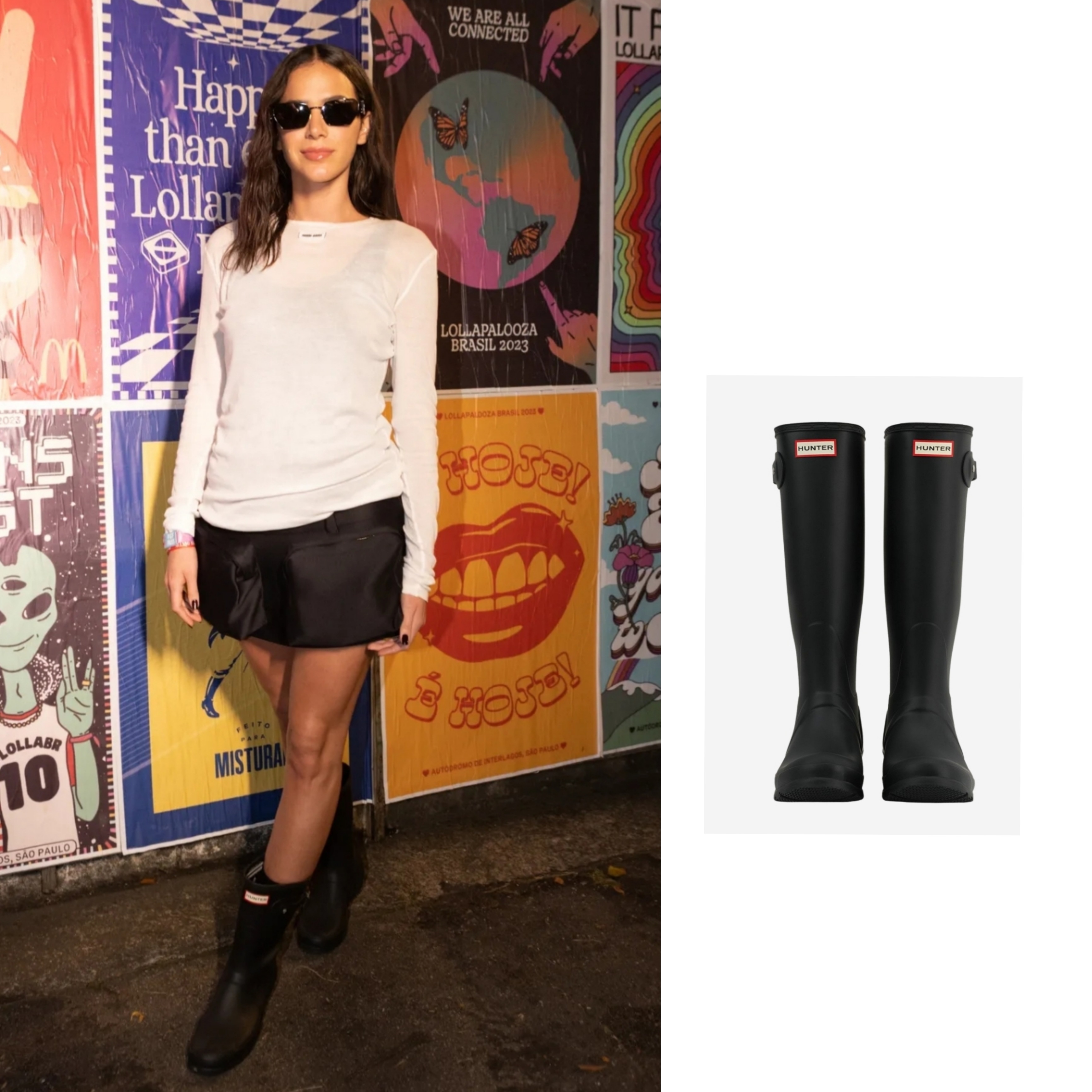 (W) Hunter Original Tall Rain Boots Black, (W) Hunter Play Tall Wellington Rain Boots Black 착용 스타일