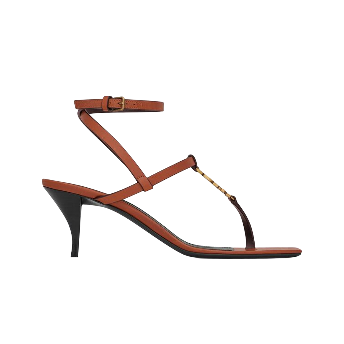 (W) 생로랑 카산드라 샌들 스무스 레더 파파야((W) Saint Laurent Cassandra Sandals in Smooth Leather Papaya) - 1