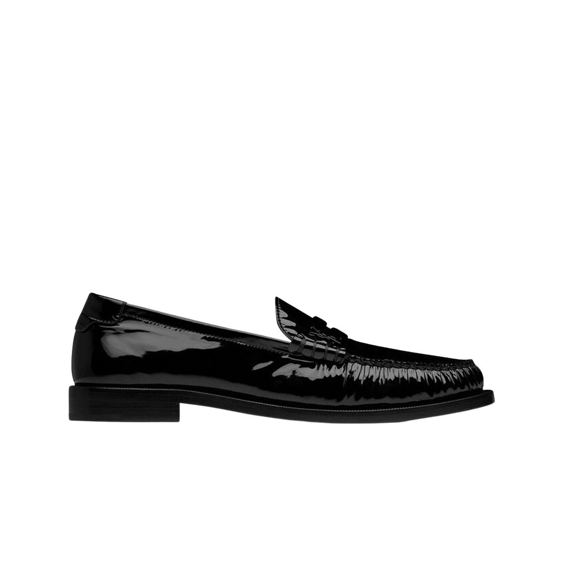 (W) 생로랑 르 로퍼 페니 슬리퍼 페이턴트 레더 블랙((W) Saint Laurent Le Loafer Penny Slippers in Patent Leather Black) - 1