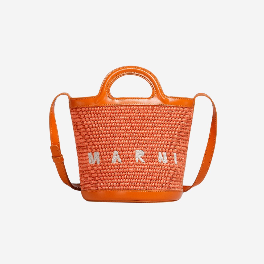 Marni Leather & Raffia Tropicalia Small Bucket Bag Carrot 상세 이미지 1