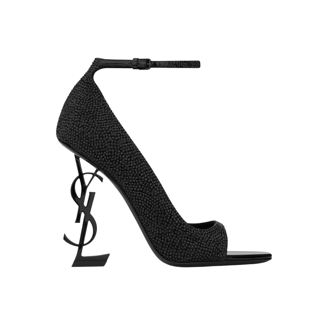(W) 생로랑 오피움 오픈토 펌프 스웨이드 앤 라인스톤 느와르((W) Saint Laurent Opyum Open-Toe Pumps in Suede and Rhinestones Noir) - 1