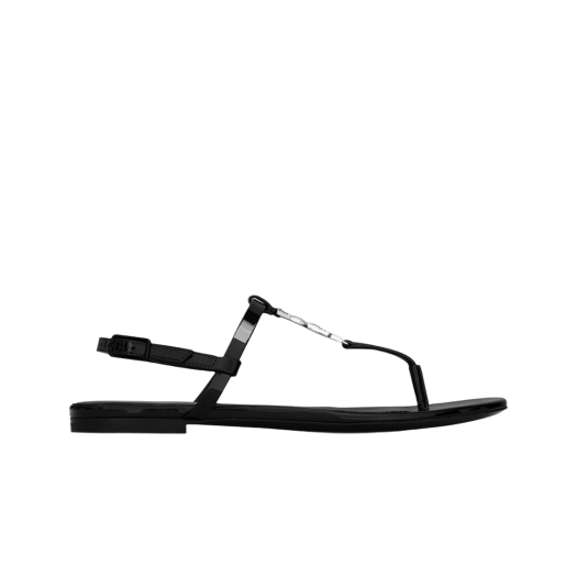 (W) Saint Laurent Cassandra Sandals in Patent Leather Black