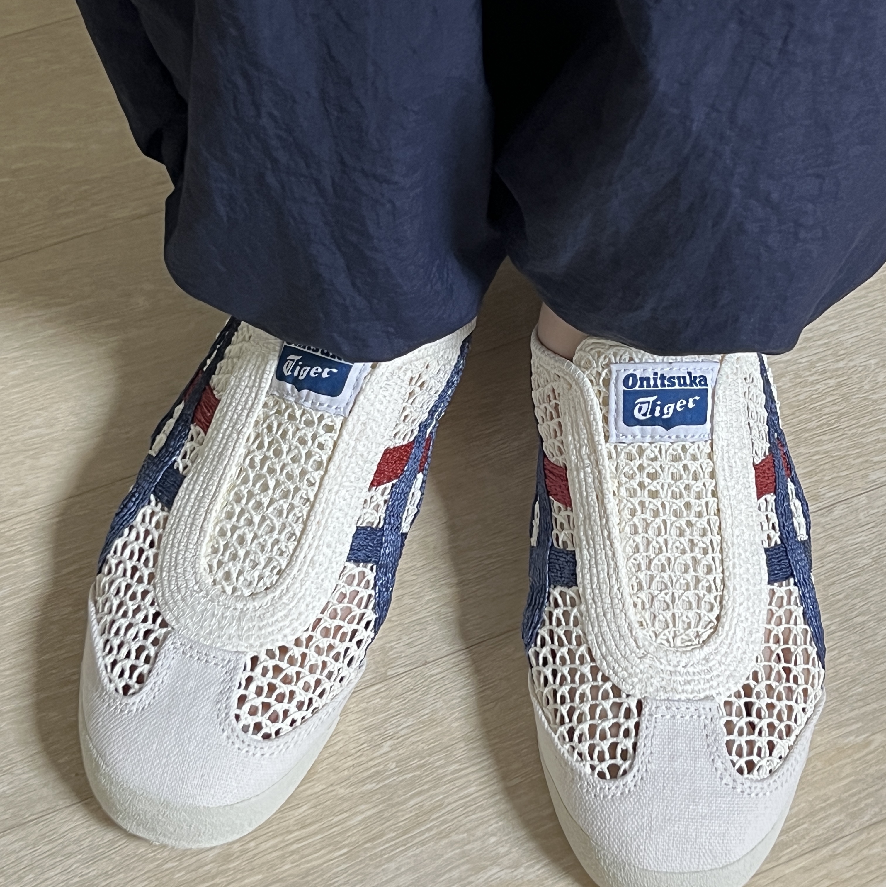 Onitsuka Tiger Mexico 66 Sabot Cream Mako Blue 착용 스타일