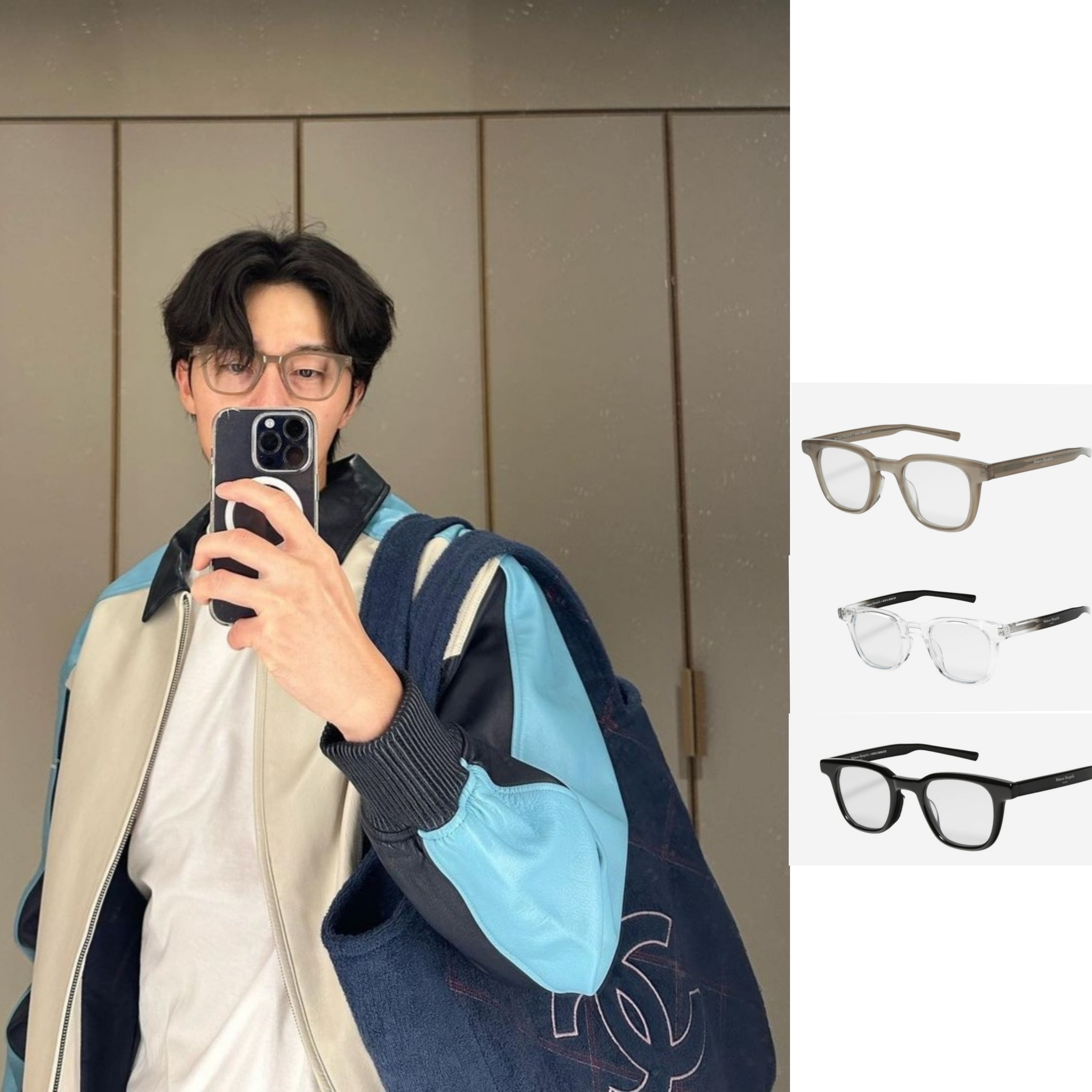 Gentle Monster x Maison Margiela MM010 Clear Black, Gentle Monster x Maison Margiela MM010 Clear Black Gradient 착용 스타일