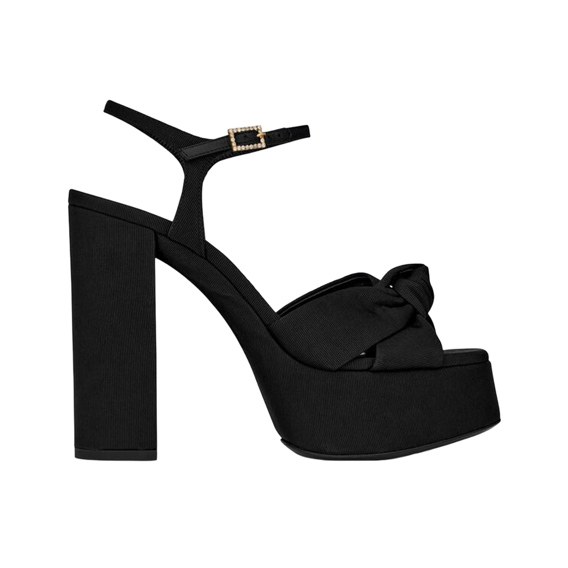 (W) Saint Laurent Bianca Platform Sandals in Ottoman Fabric Black 상세 이미지 1