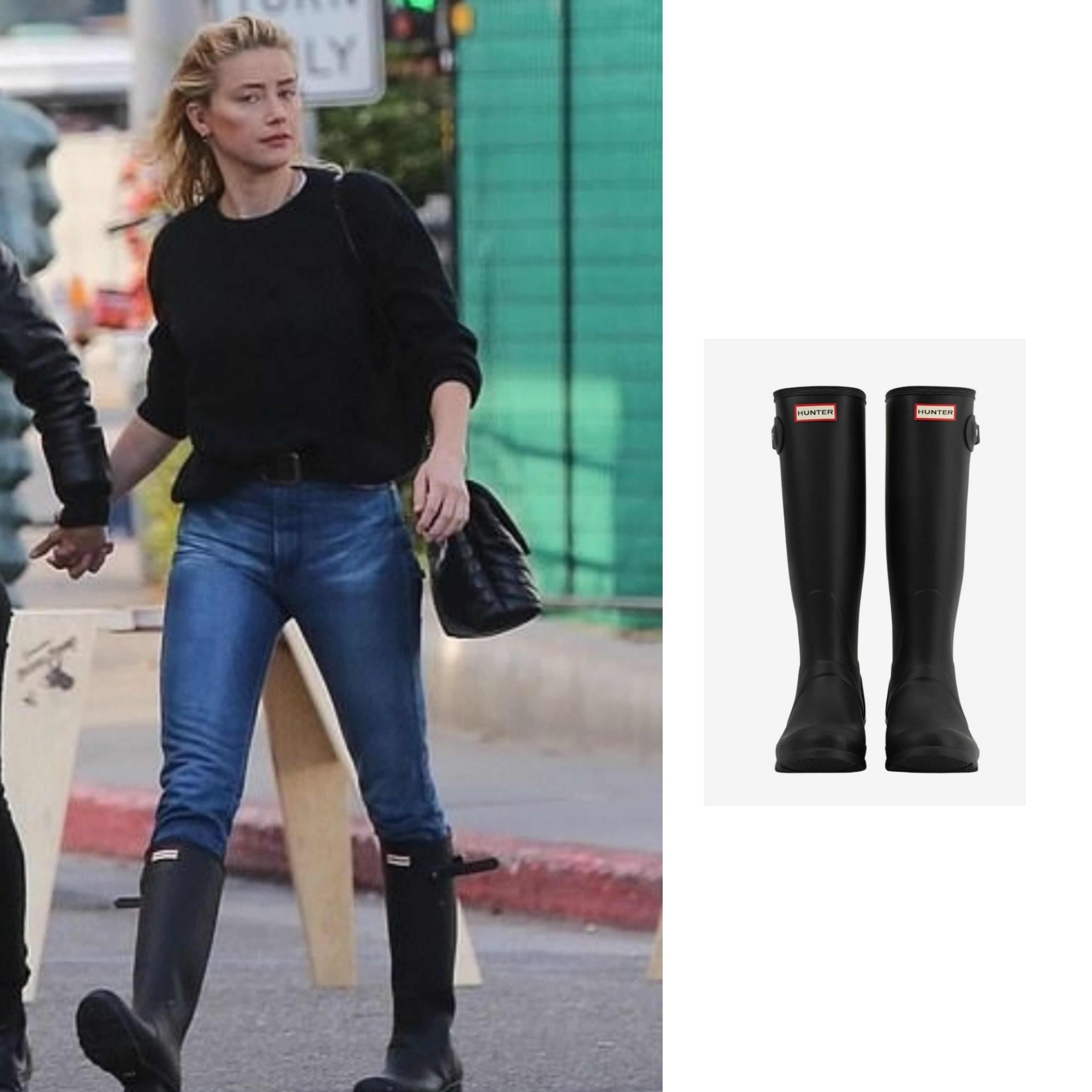 (W) Hunter Original Tall Rain Boots Black, (W) Hunter Play Tall Wellington Rain Boots Black 착용 스타일