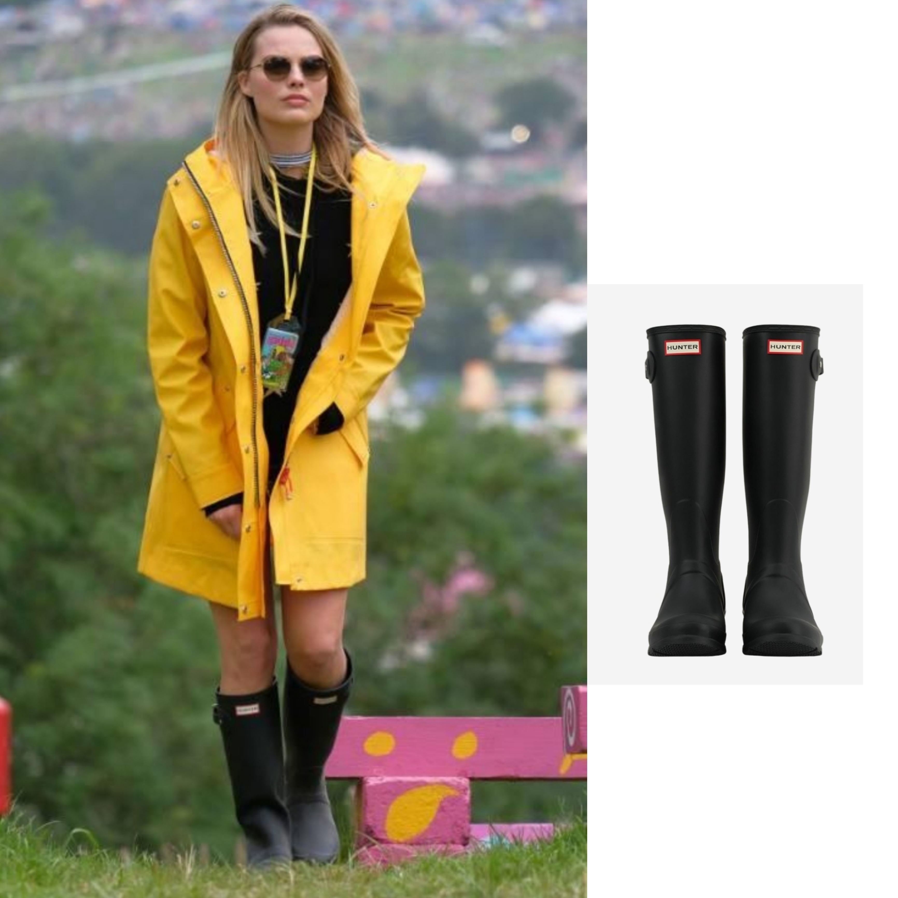 (W) Hunter Original Tall Rain Boots Black, (W) Hunter Play Tall Wellington Rain Boots Black 착용 스타일