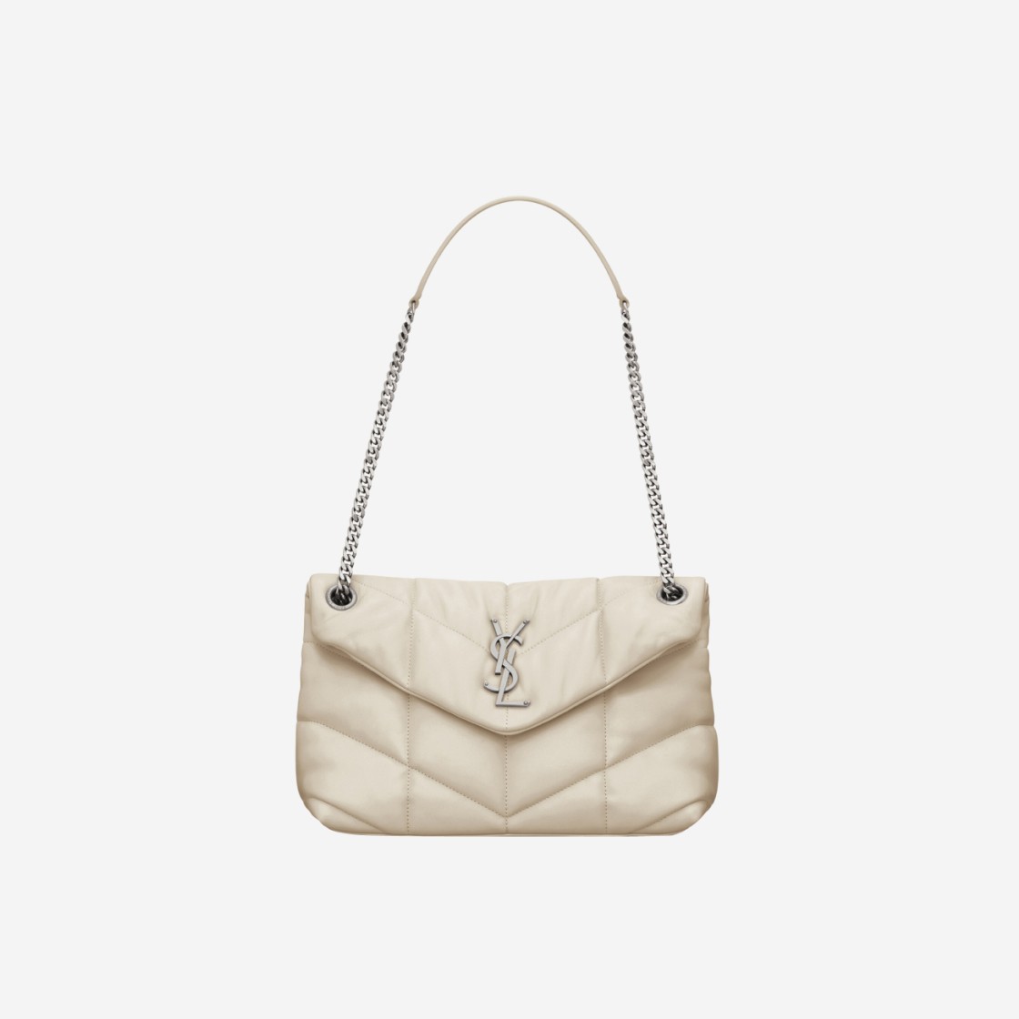 Saint Laurent Puffer Small Chain Bag in Quilted Lambskin Blanc Vintage 상세 이미지 1