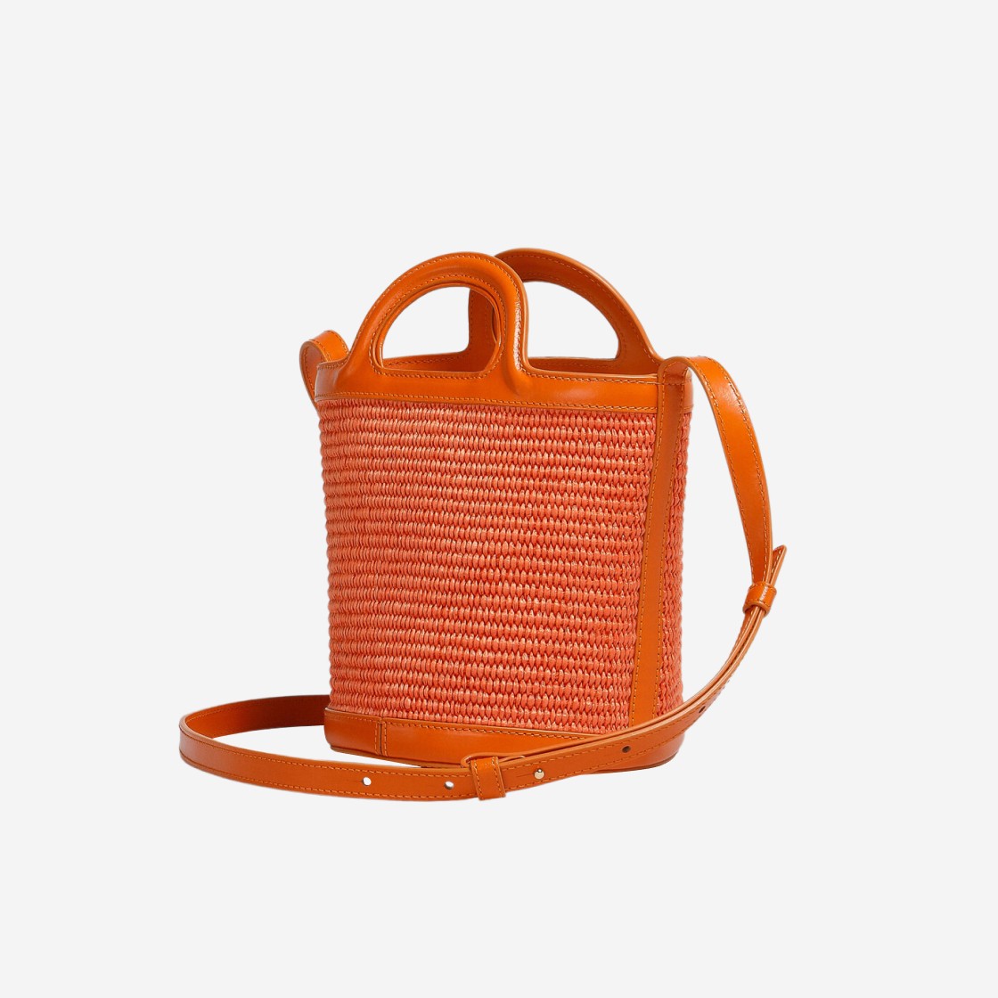 Marni Leather & Raffia Tropicalia Small Bucket Bag Carrot 상세 이미지 3