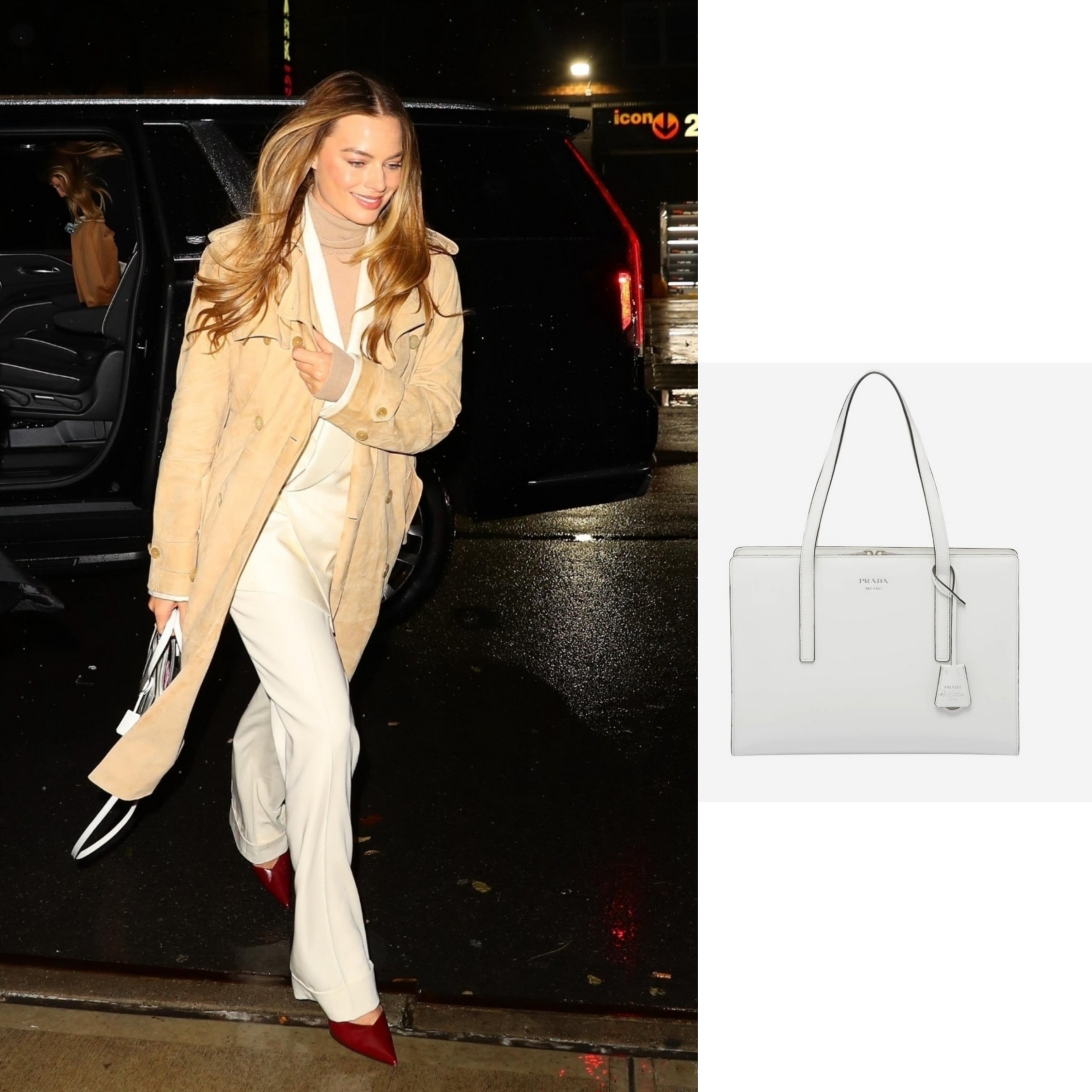 Prada Re-Edition 1995 Brushed Leather Medium Handbag White, Prada Re-Edition 1995 Brushed Leather Mini Handbag White 착용 스타일