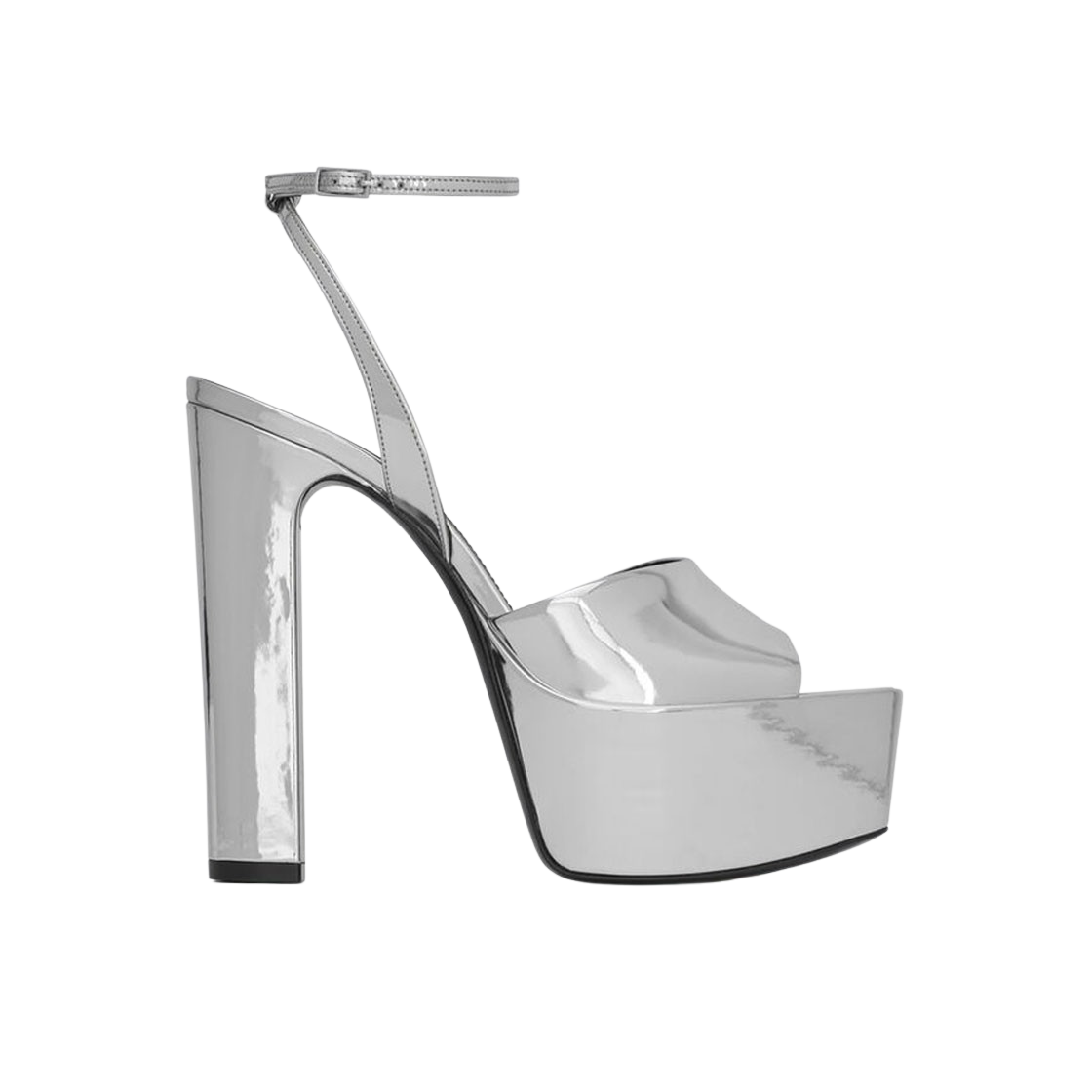 (W) 생로랑 조디 플랫폼 샌들 리플렉티브 레더 아르장((W) Saint Laurent Jodie Platform Sandals In Reflective Leather Argent) - 1
