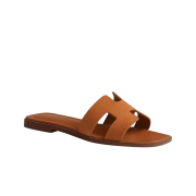 (W) Hermes Oran Sandal Suede Goatskin & Naturel