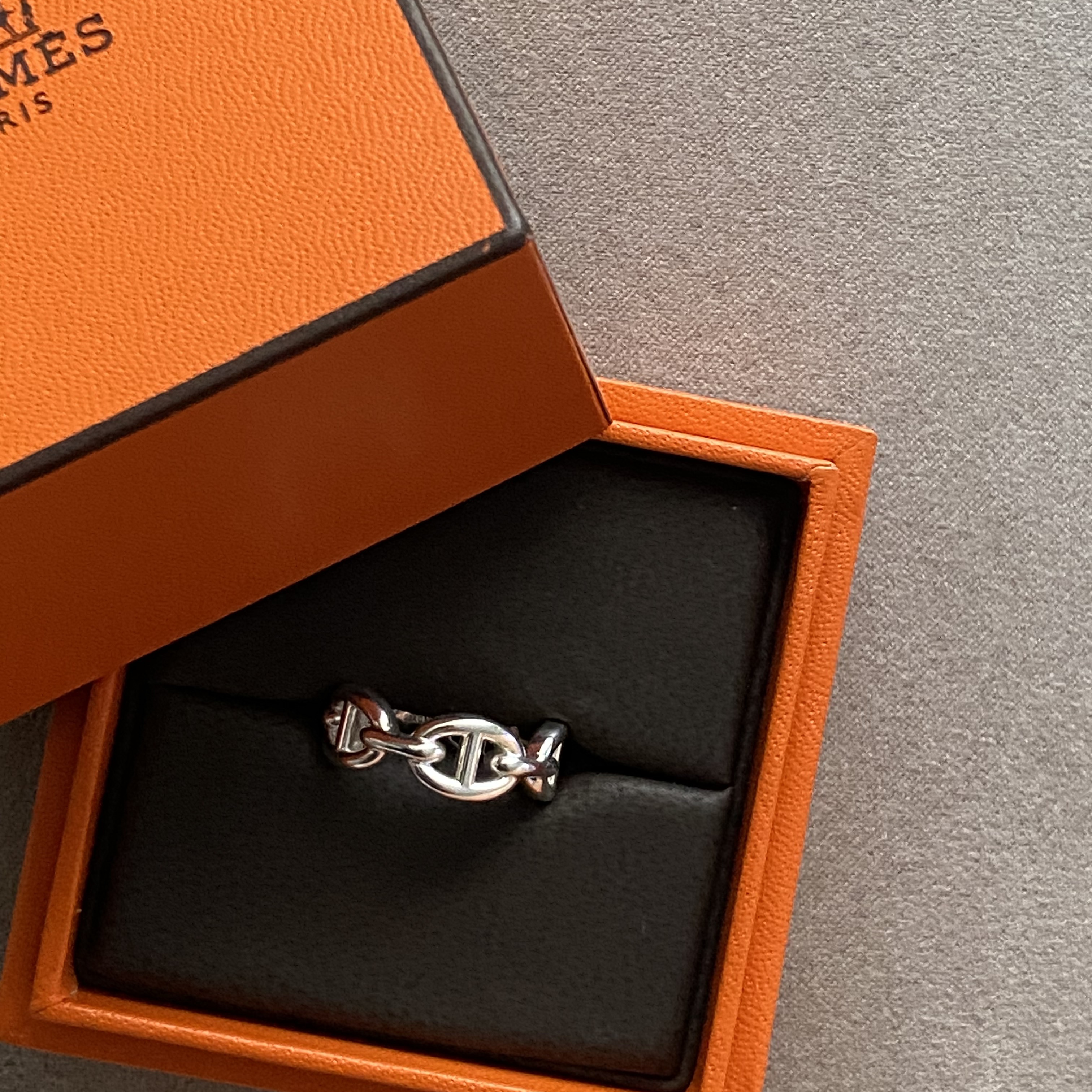 (W) Hermes Small Chaine D'Ancre Enchainee Ring Sterling Silver 착용 스타일