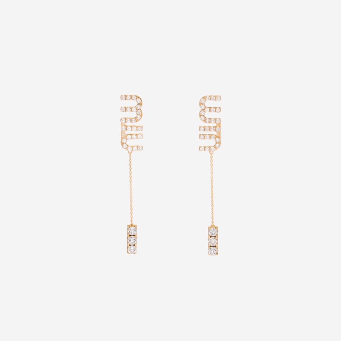 (W) Miu Miu Pendant Earrings with Crystals Gold Crystal 상세 이미지 1