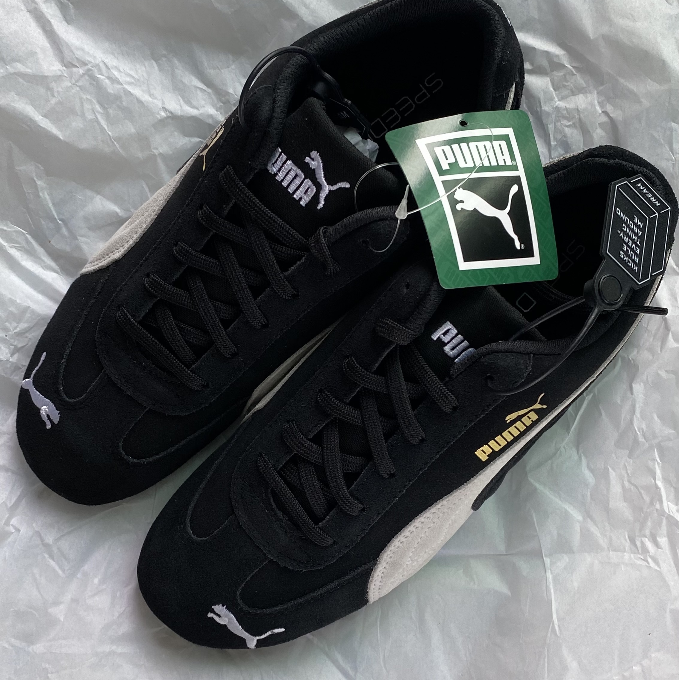 Puma Speedcat LS Black White 착용 스타일 - 3