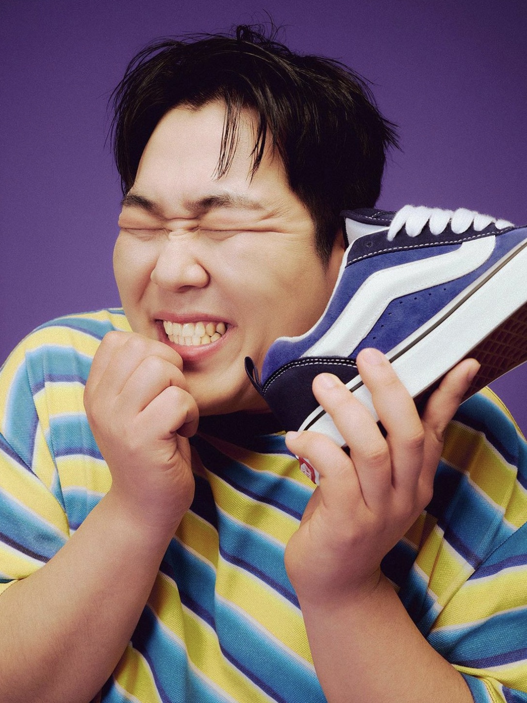 Vans Knu-Skool Navy True White 착용 스타일 - 1