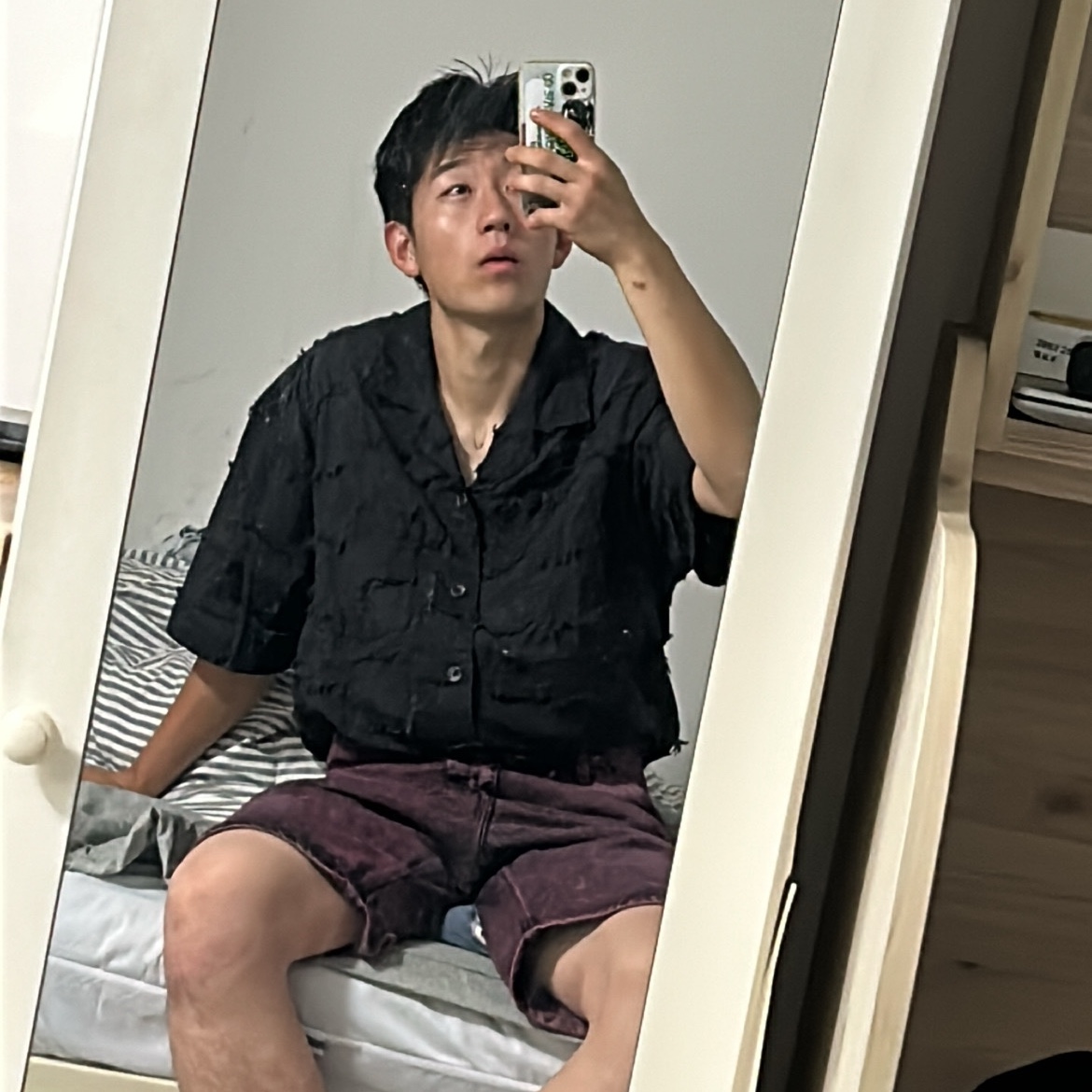 Supreme Patchwork S/S Shirt Black - 23SS 착용 스타일