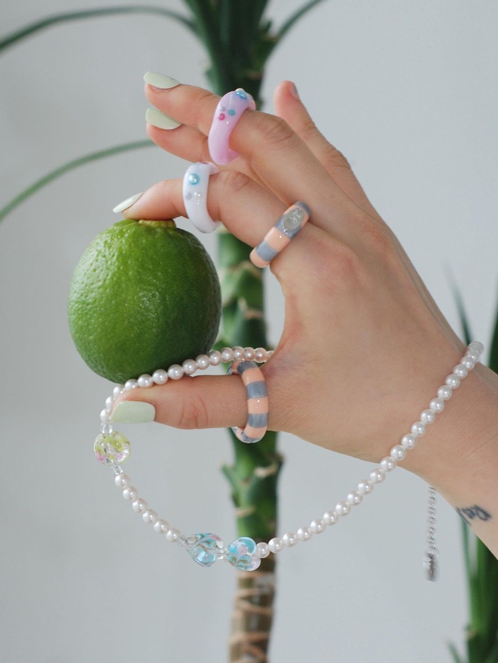 Nff All Candy Ring Pink 착용 스타일
