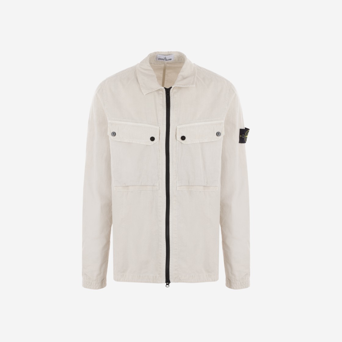 Stone Island 102WN Brushed Organic Cotton Overshirt Plaster - 23FW 상세 이미지 1