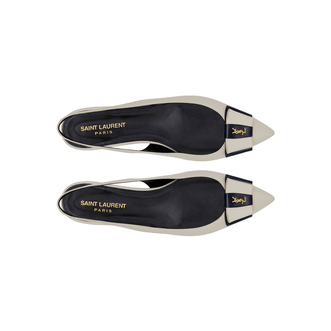 (W) 생로랑 아나이스 슬링백 플랫 스무스 앤 페이턴트 레더 네이비 펄((W) Saint Laurent Anais Slingback Flats In Smooth And Patent Leather Navy Pearl) - 2