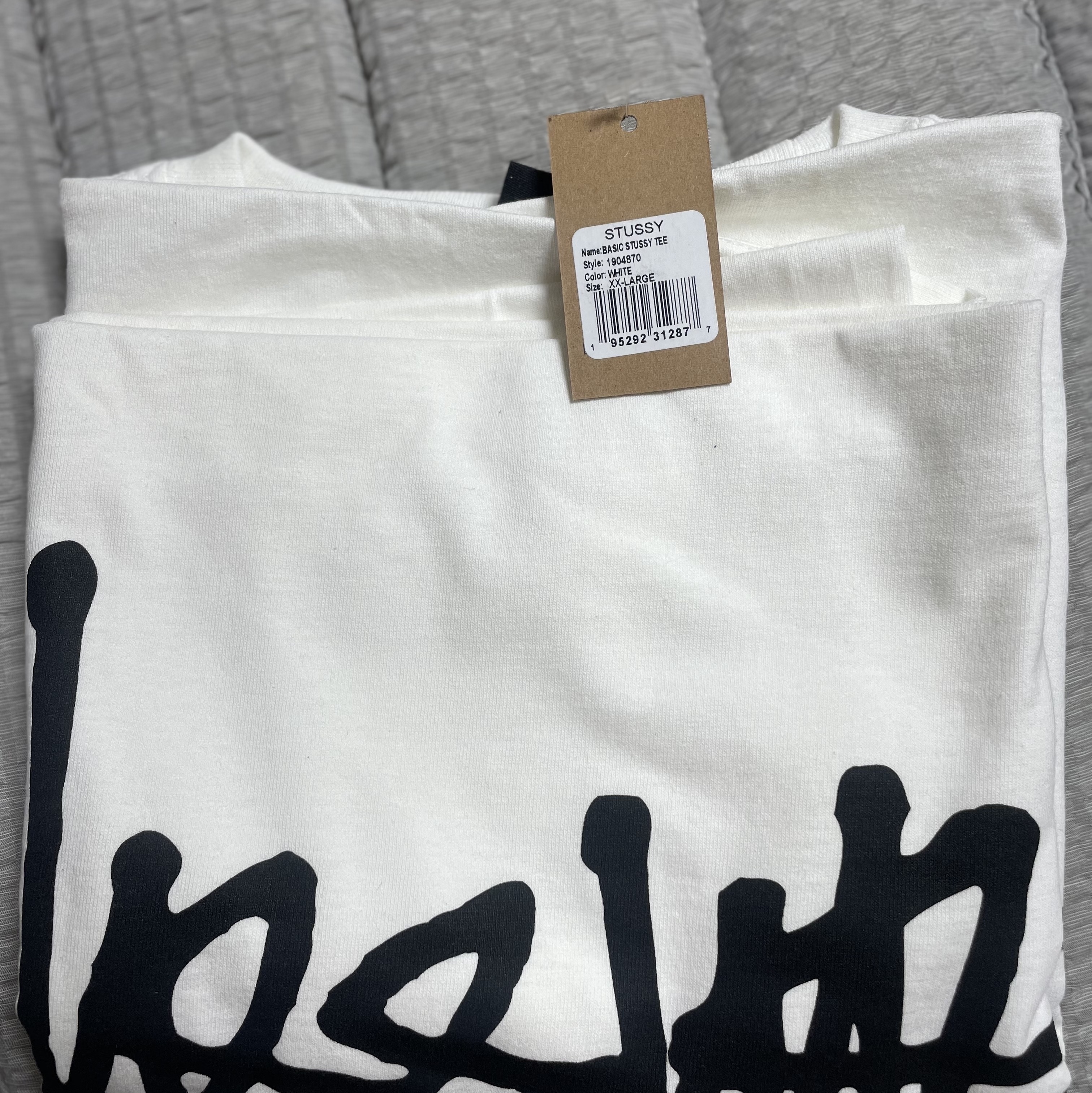 Stussy Diced Out T-Shirt White, Stussy Basic Stussy T-Shirt White 2023 착용 스타일 - 3