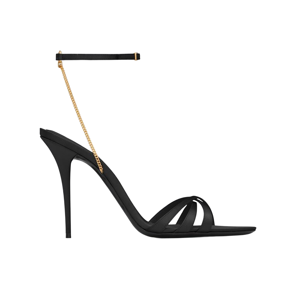 (W) 생로랑 멜로디 샌들 크레페 사틴 블랙((W) Saint Laurent Melody Sandals in Crepe Satin Black) - 1