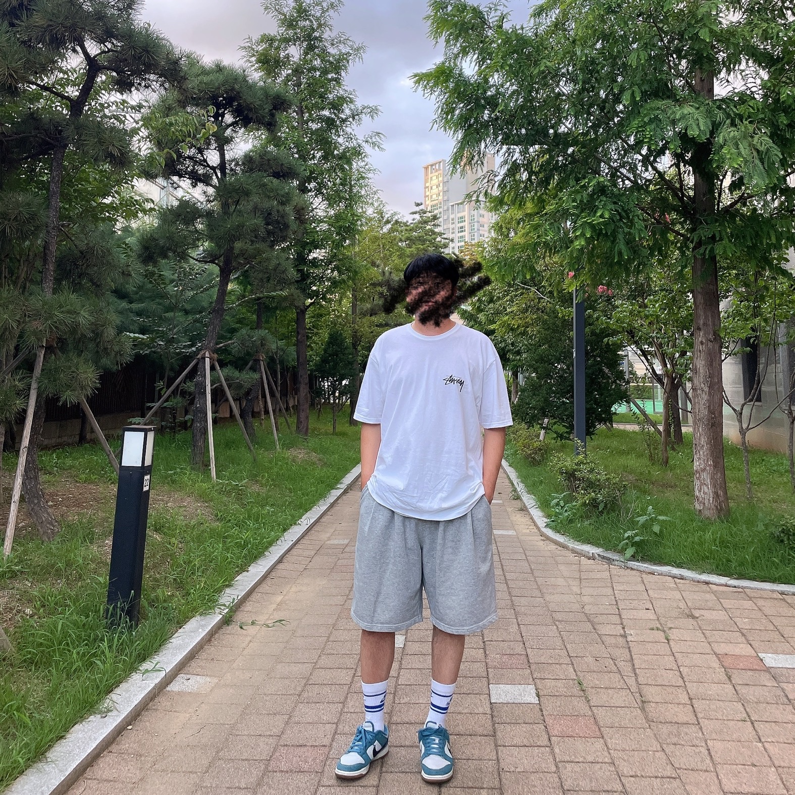 Stussy Diced Out T-Shirt White, Stussy Basic Stussy T-Shirt White 2023 착용 스타일 - 1
