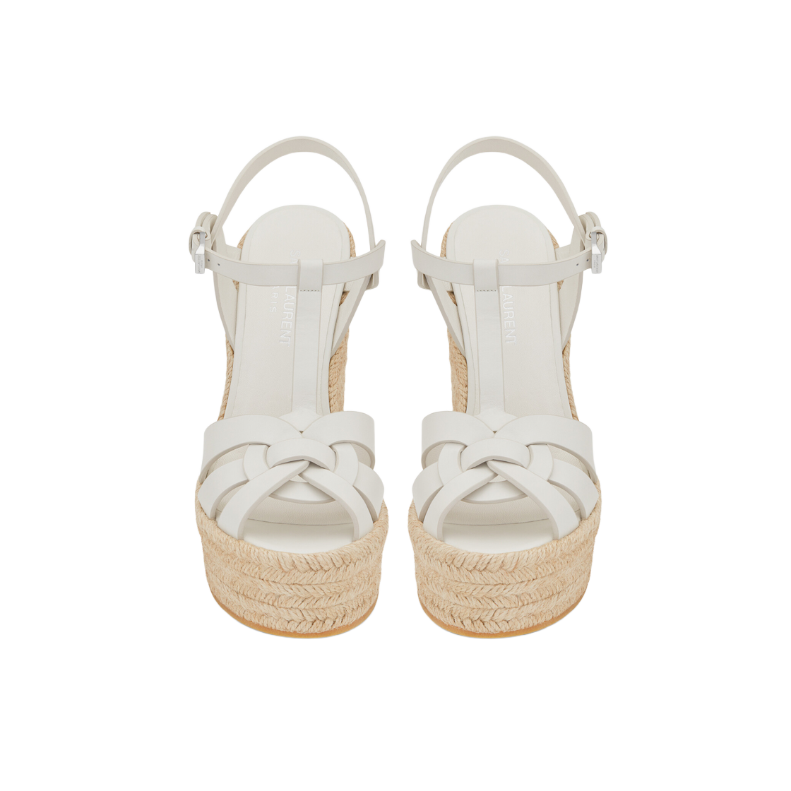(W) 생로랑 트리뷰트 에스파드리유 웻지 스무스 레더 화이트((W) Saint Laurent Tribute Espadrilles Wedge in Smooth Leather White) - 2