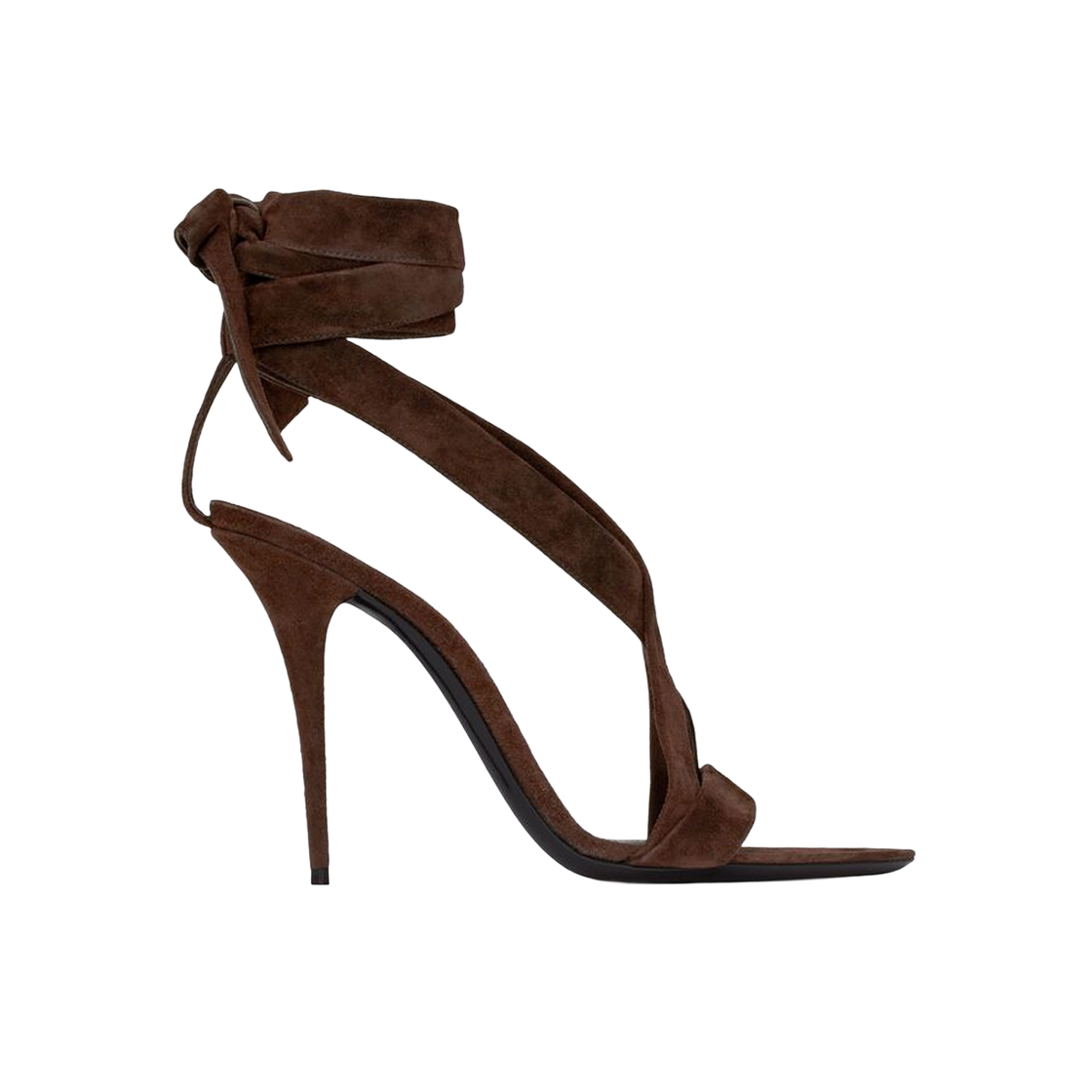 (W) 생로랑 데바 샌들 스웨이드 다크 브라운((W) Saint Laurent Deva Sandals in Suede Dark Brown) - 1