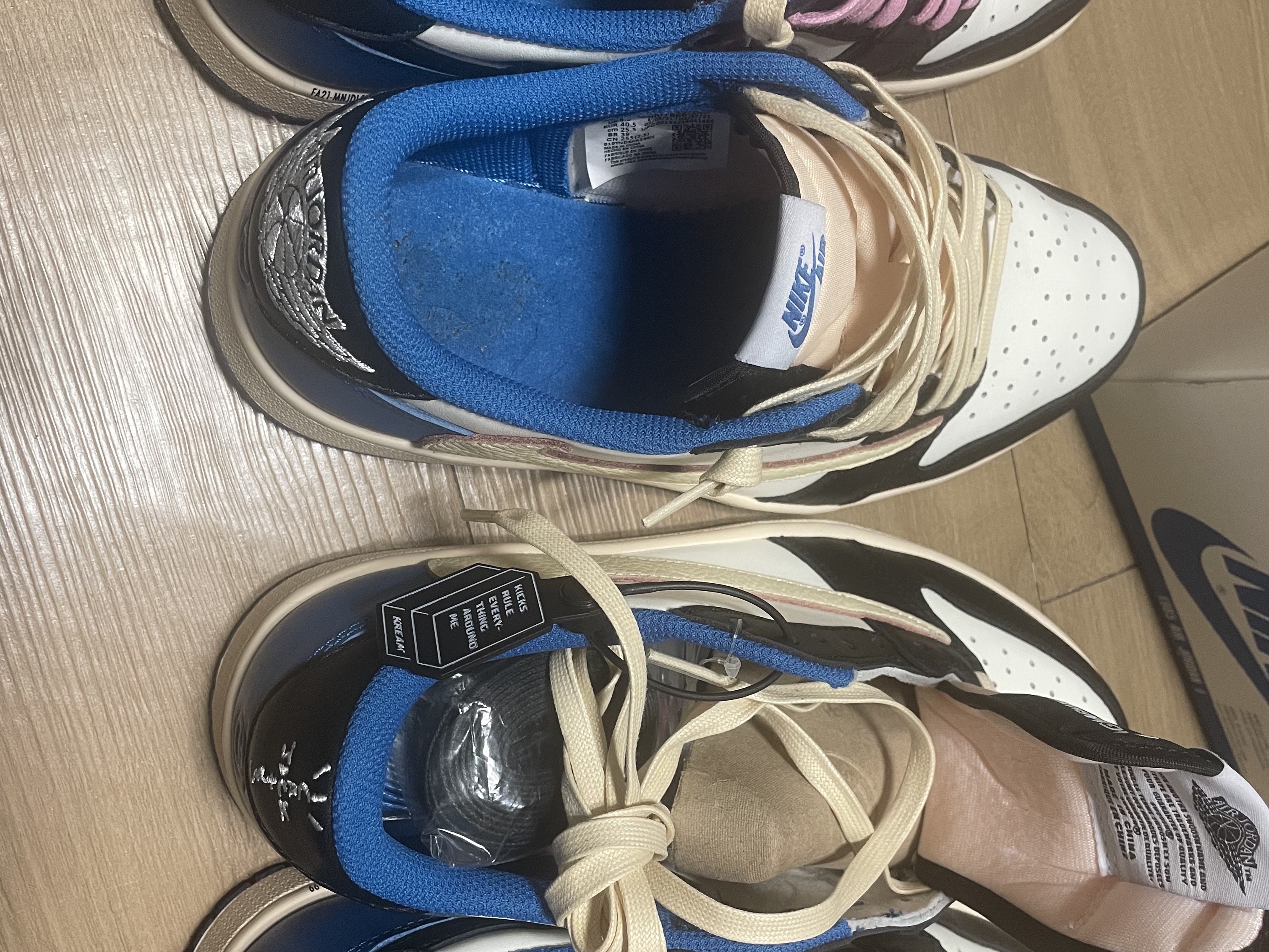 Jordan 1 x Travis Scott x Fragment Retro Low OG SP Military Blue 착용 스타일 - 4