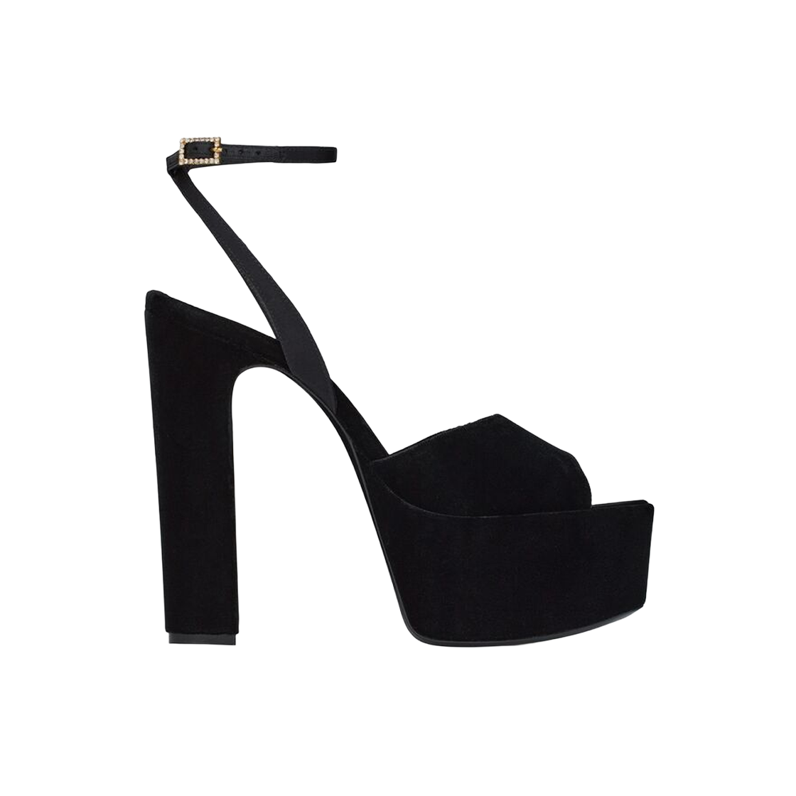 (W) 생로랑 조디 플랫폼 샌들 벨벳 블랙((W) Saint Laurent Jodie Platform Sandals in Velvet Black) - 1