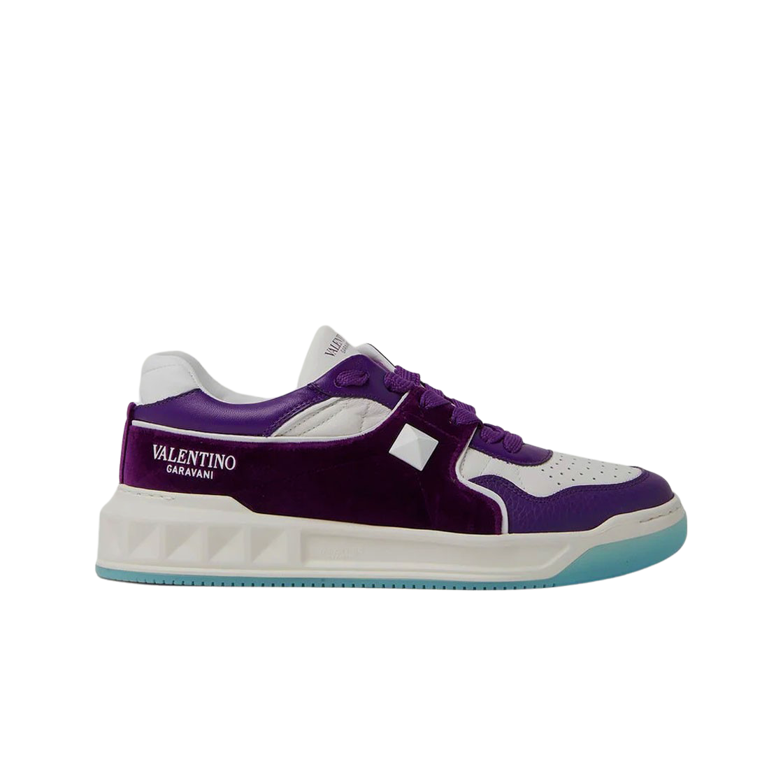 (W) 발렌티노 원 스터드 로우탑 벨벳 스니커즈 퍼플((W) Valentino One Stud Low-Top Velvet Sneakers Purple) - 1