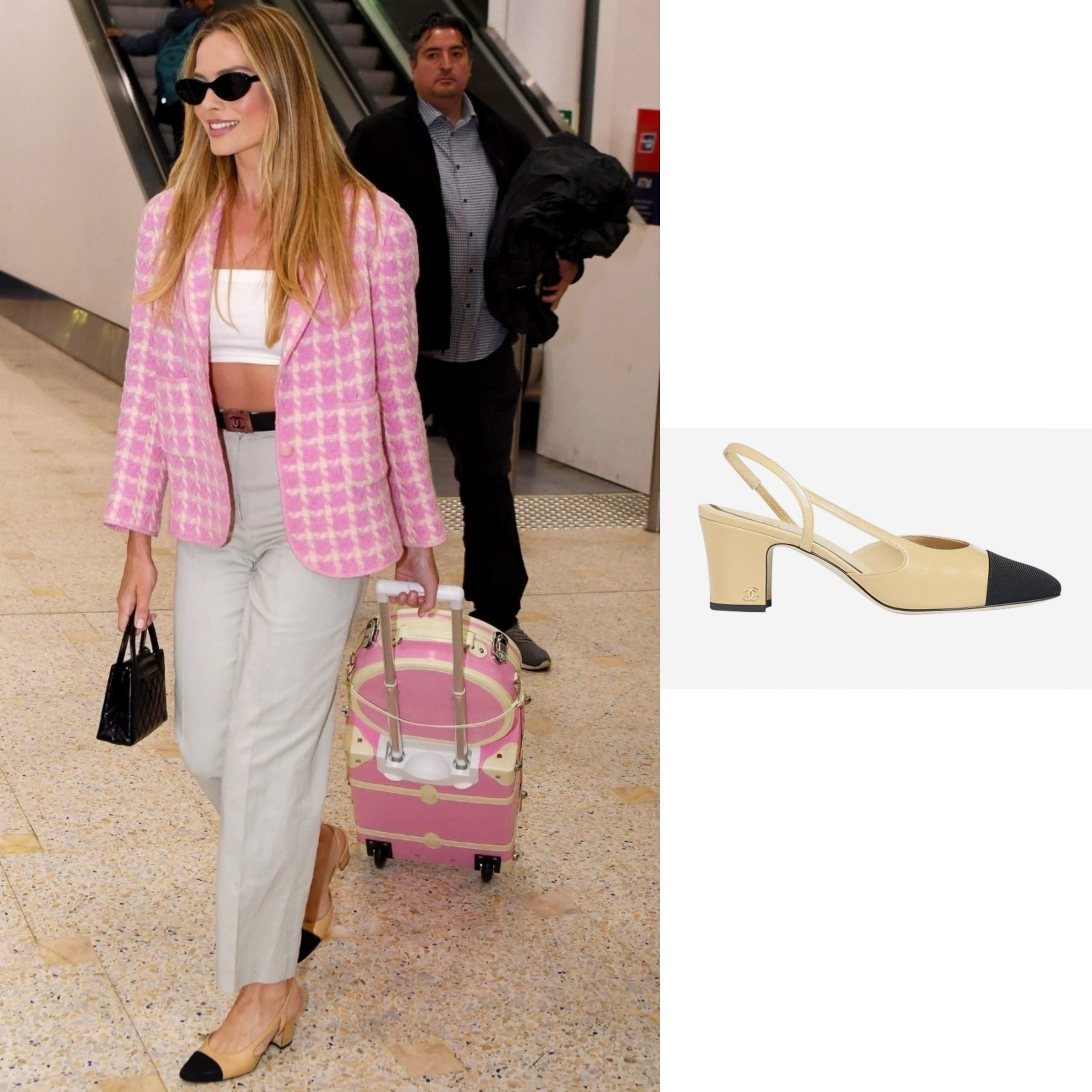 (W) Chanel Slingbacks Goatskin Grosgrain & Beige Black 착용 스타일