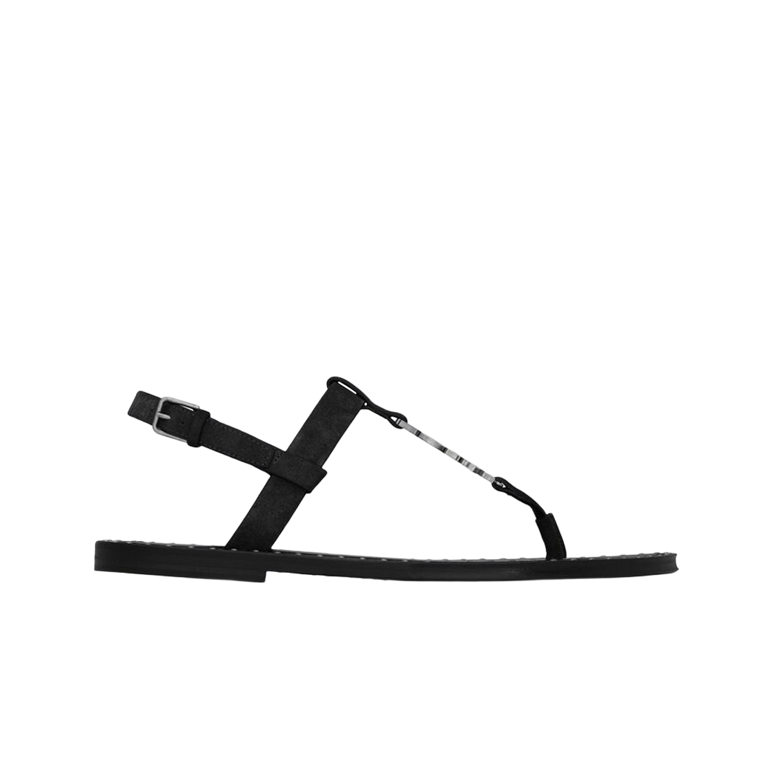 (W) 생로랑 카산드라 샌들 스웨이드 느와르((W) Saint Laurent Cassandra Sandals in Suede Noir) - 1