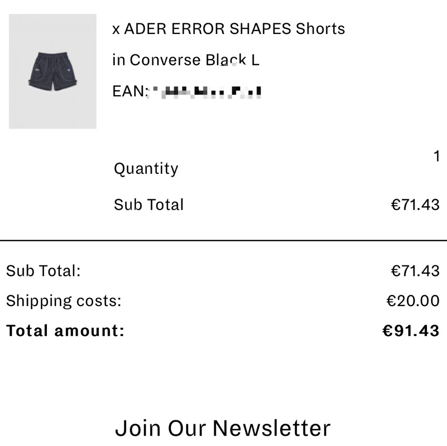Converse x Ader Error Shapes Shorts Black 착용 스타일