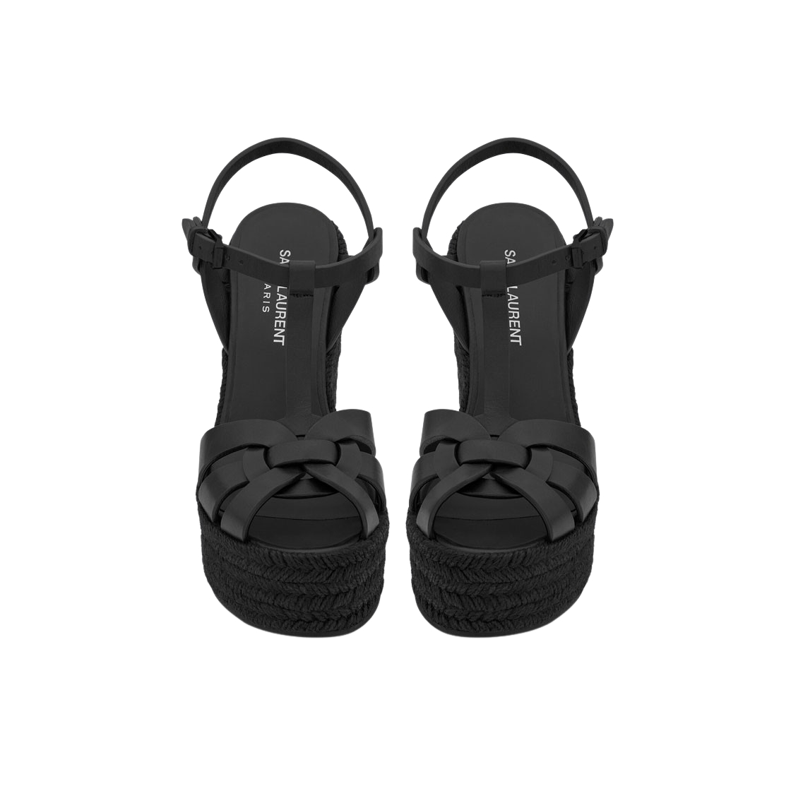 (W) 생로랑 트리뷰트 에스파드리유 웻지 스무스 레더 블랙((W) Saint Laurent Tribute Espadrilles Wedge in Smooth Leather Black) - 2