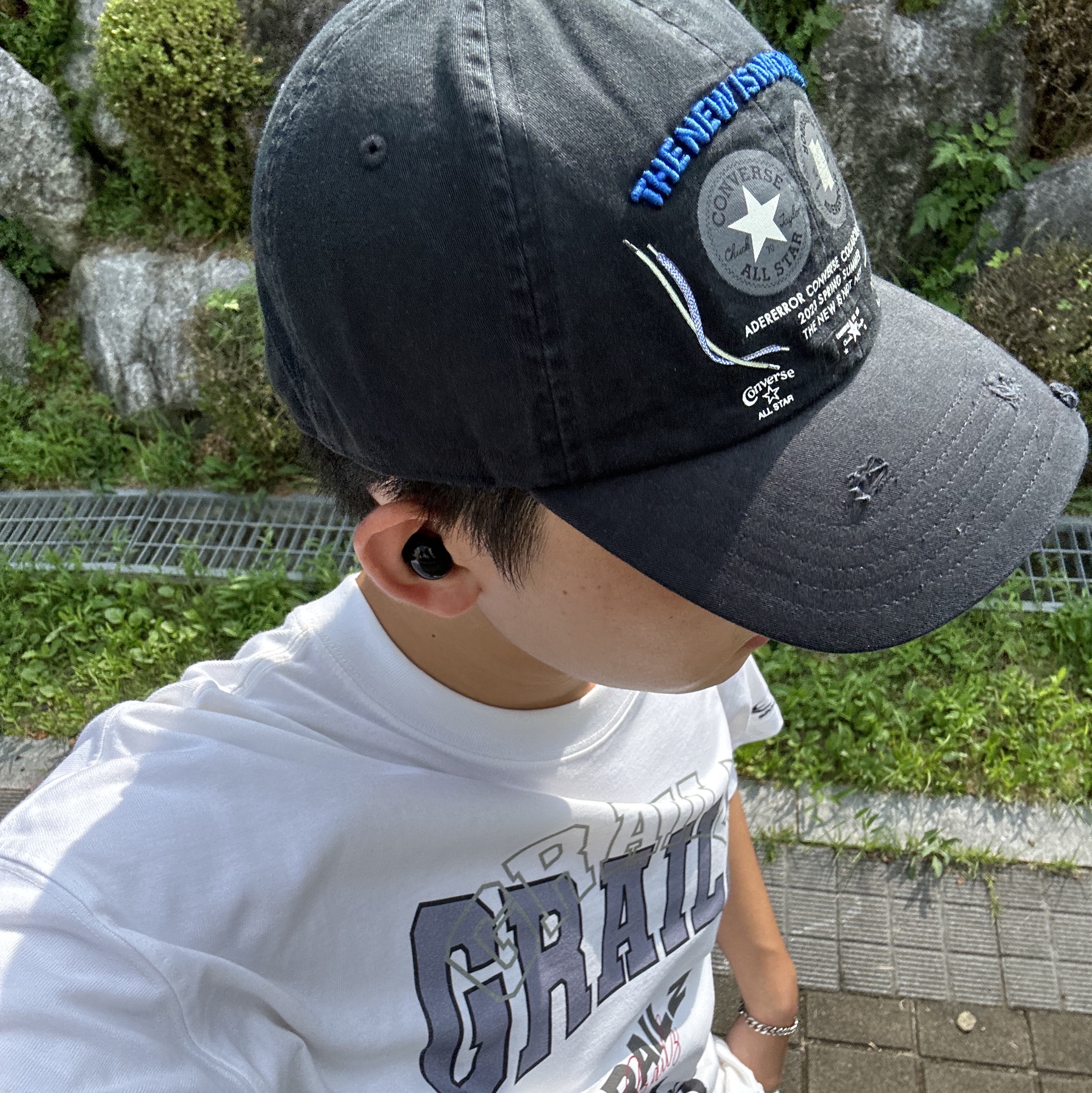 Converse x Ader Error Baseball Cap Black 착용 스타일 - 1
