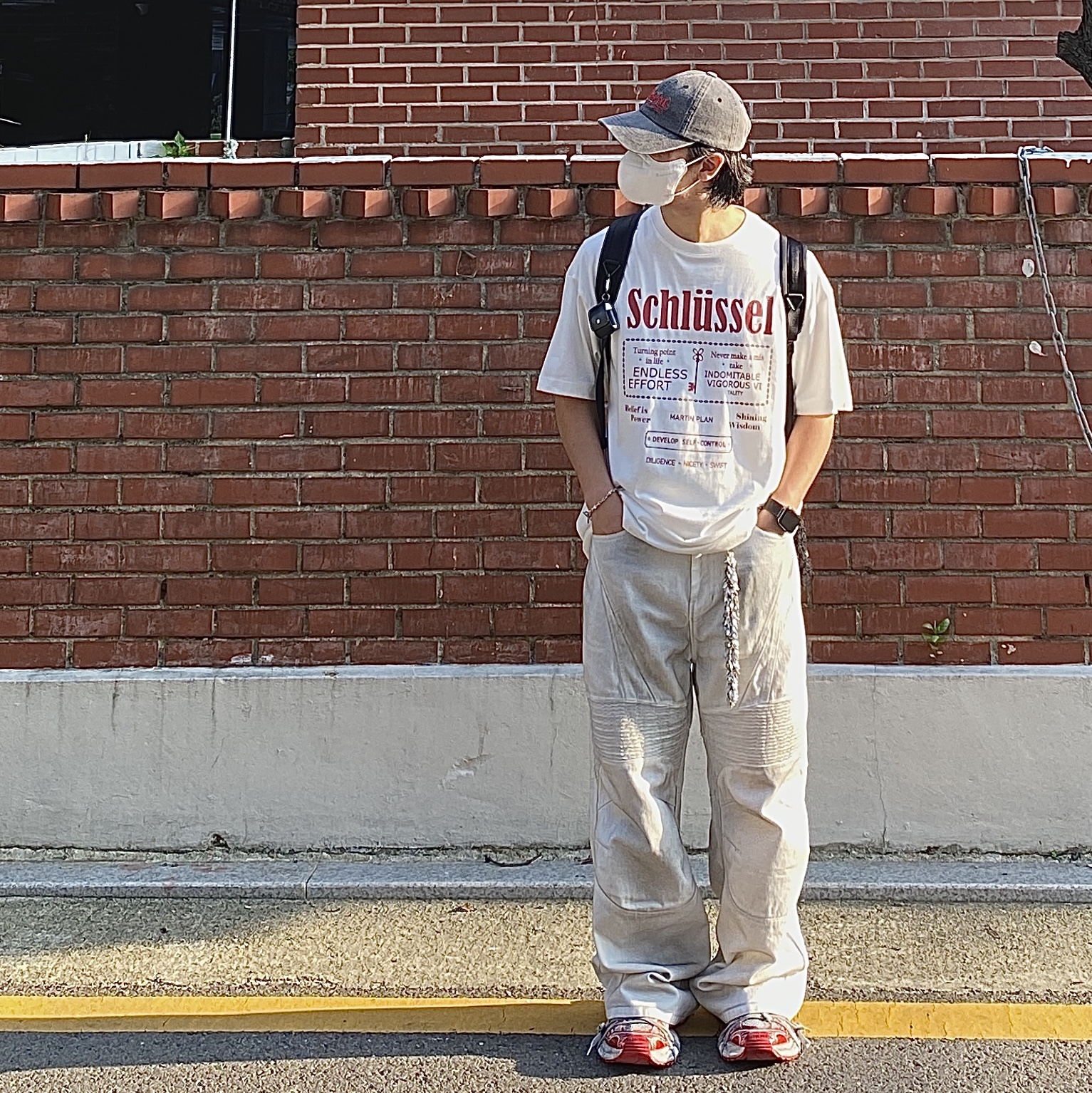 Balenciaga 3XL Sneakers White Red 착용 스타일
