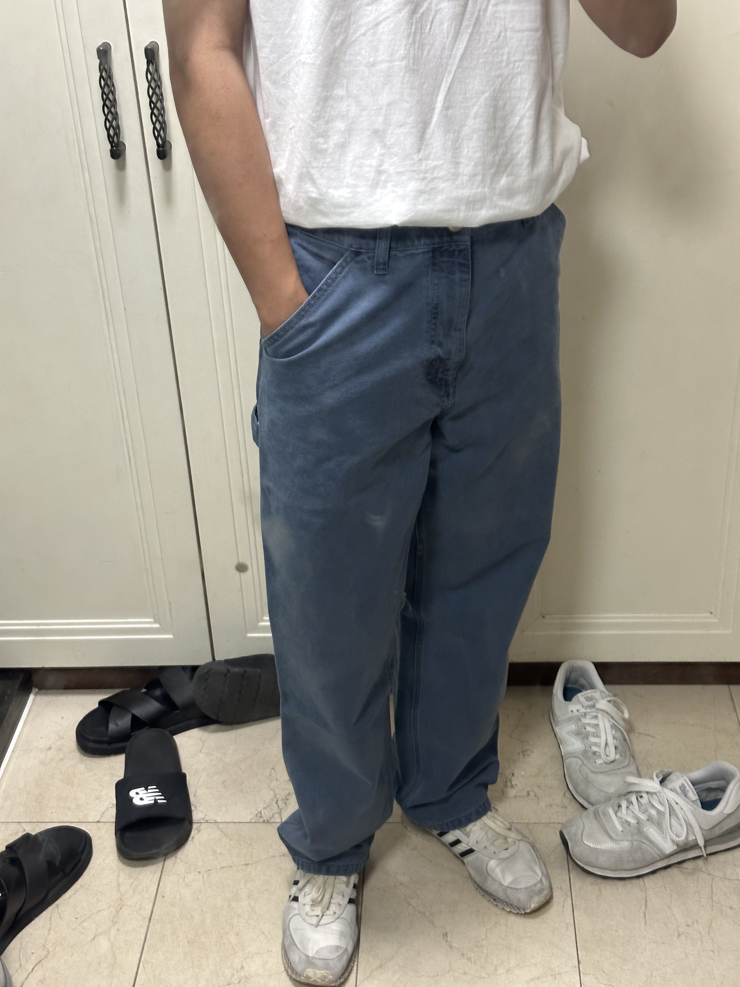 Adidas City Marathon PT Beige Navy, Play Comme des Garcons Black Heart T-Shirt White 착용 스타일 - 2