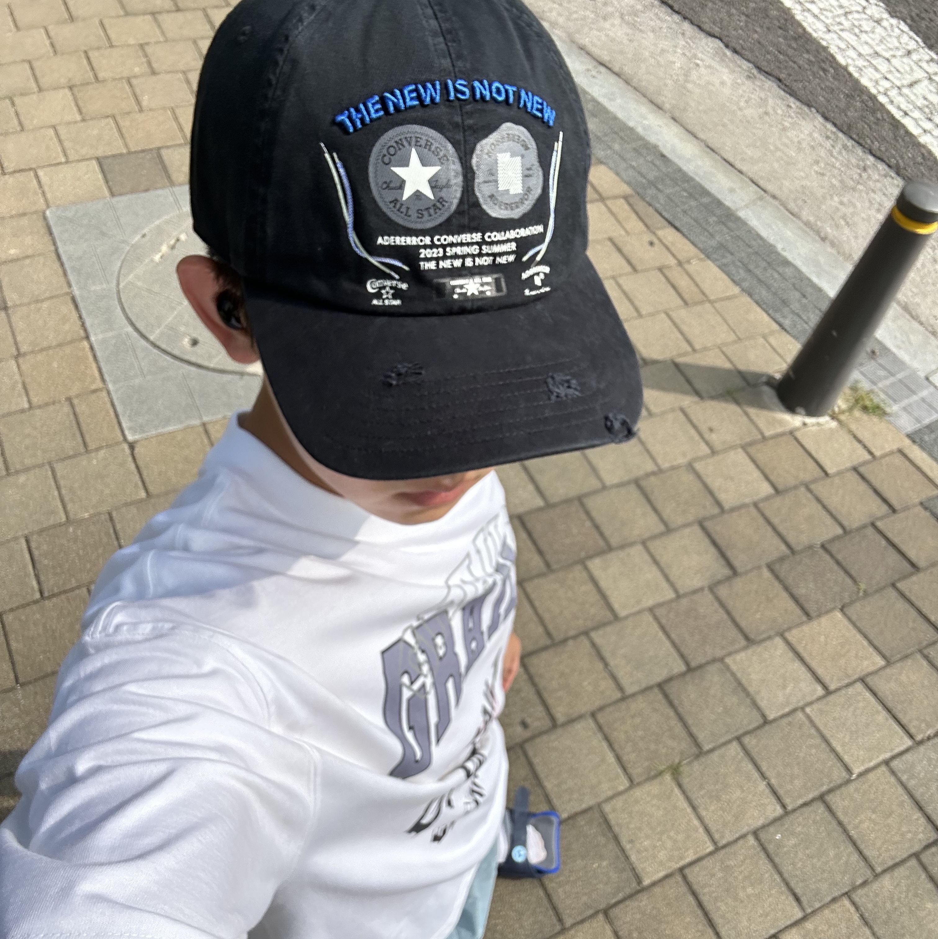 Converse x Ader Error Baseball Cap Black 착용 스타일 - 2