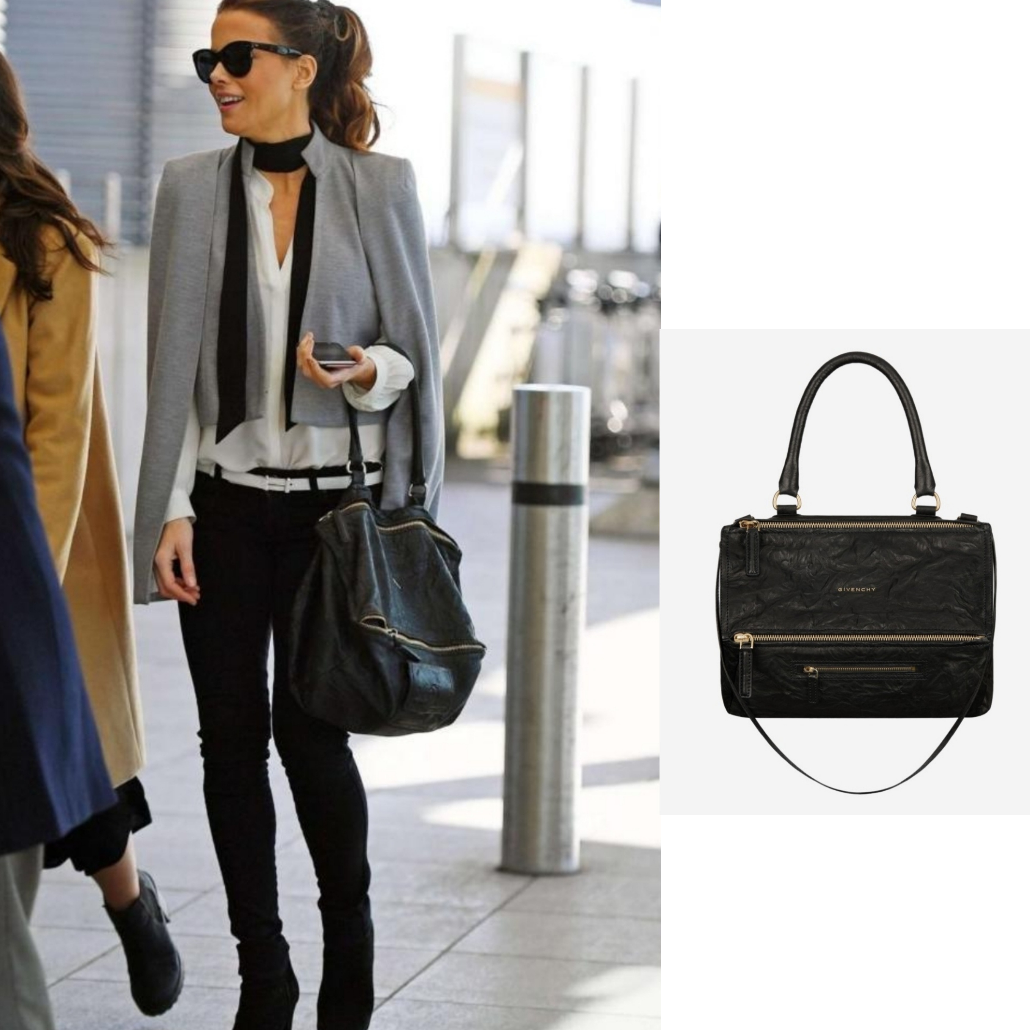 Givenchy Medium Pandora Bag in Aged Leather Black, Givenchy Small Pandora Bag in Aged Leather Black 착용 스타일