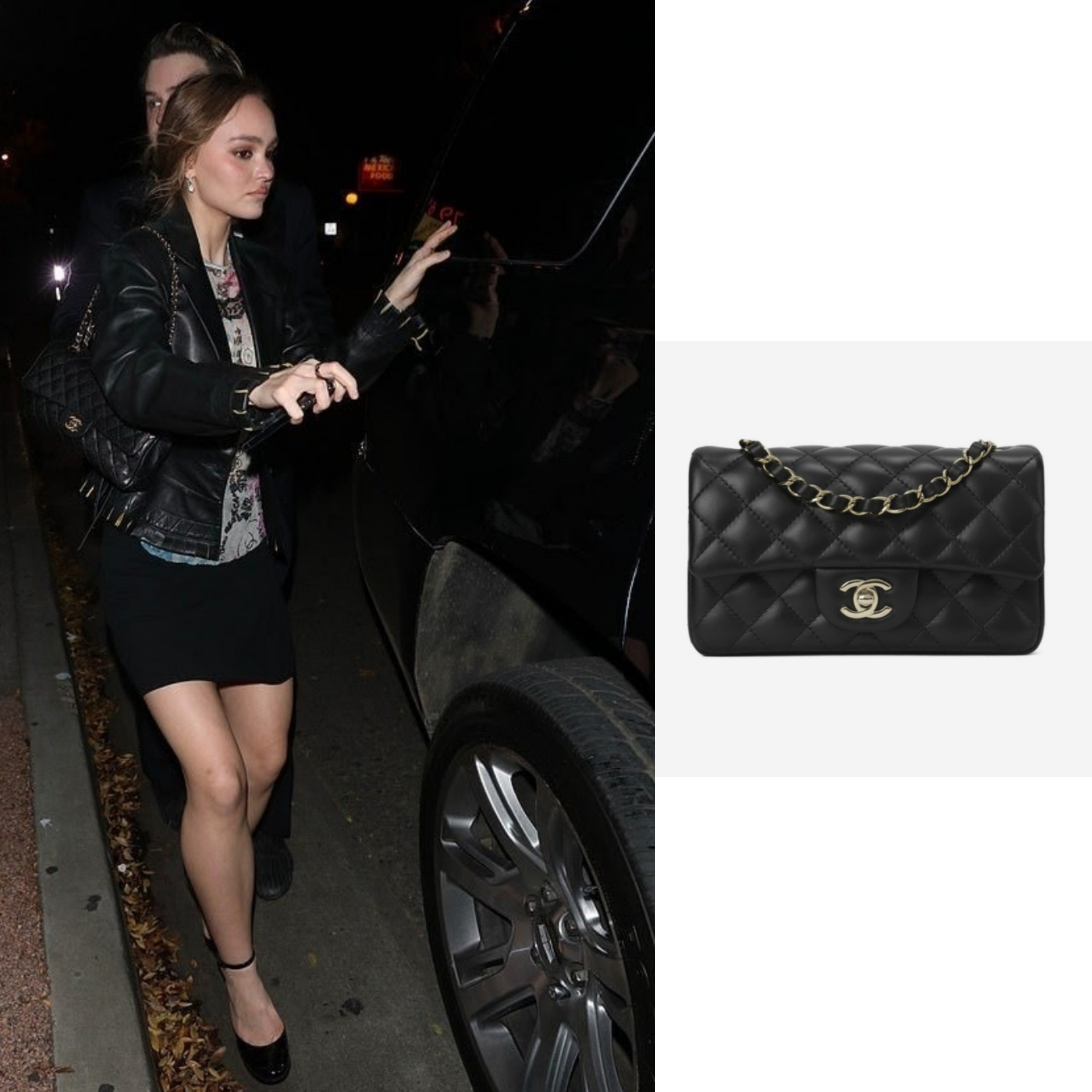 Chanel Mini Flap Bag Lambskin & Gold Black 착용 스타일