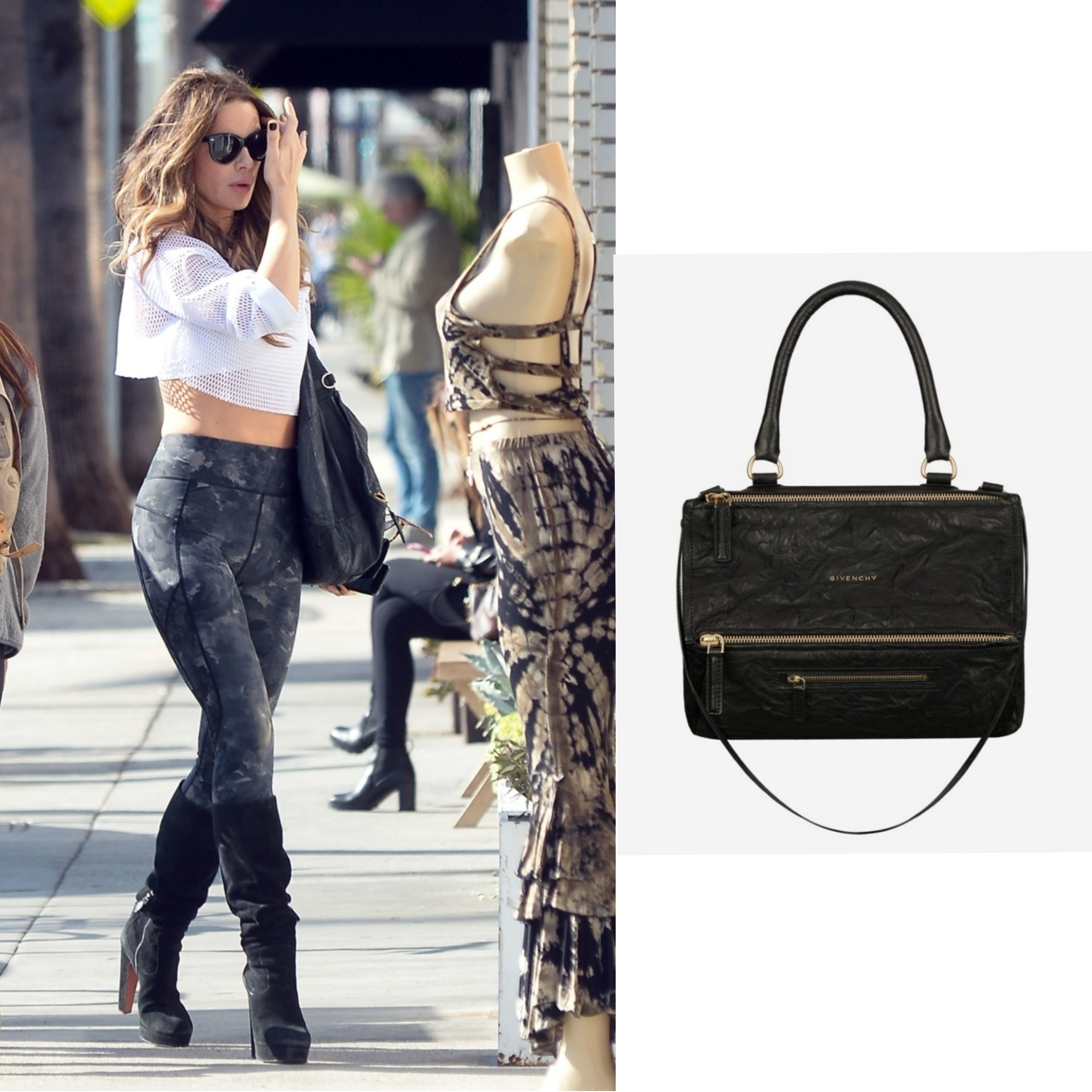 Givenchy Medium Pandora Bag in Aged Leather Black, Givenchy Small Pandora Bag in Aged Leather Black 착용 스타일
