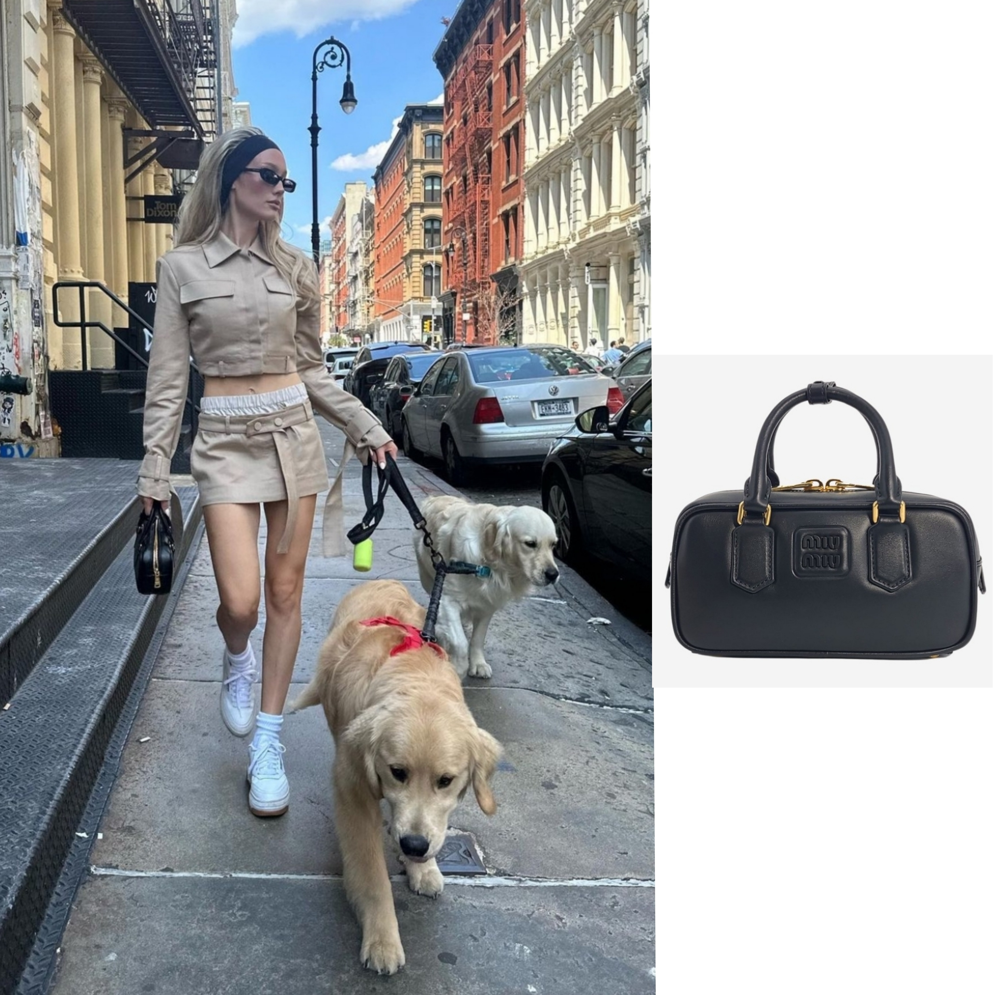 Miu Miu Leather Top Handle Bag Black 착용 스타일